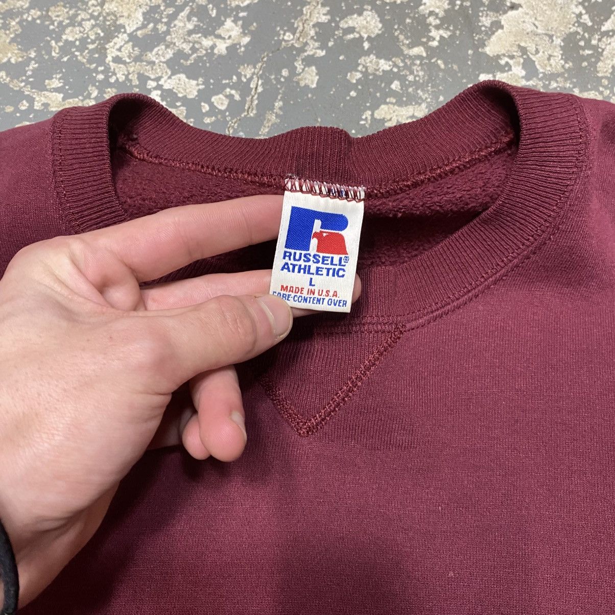 Russell Athletic × Vintage Vintage Russell Athletic Maroon Blank Boxy Crewneck Hoodie Size US L / EU 52-54 / 3 - 5 Thumbnail