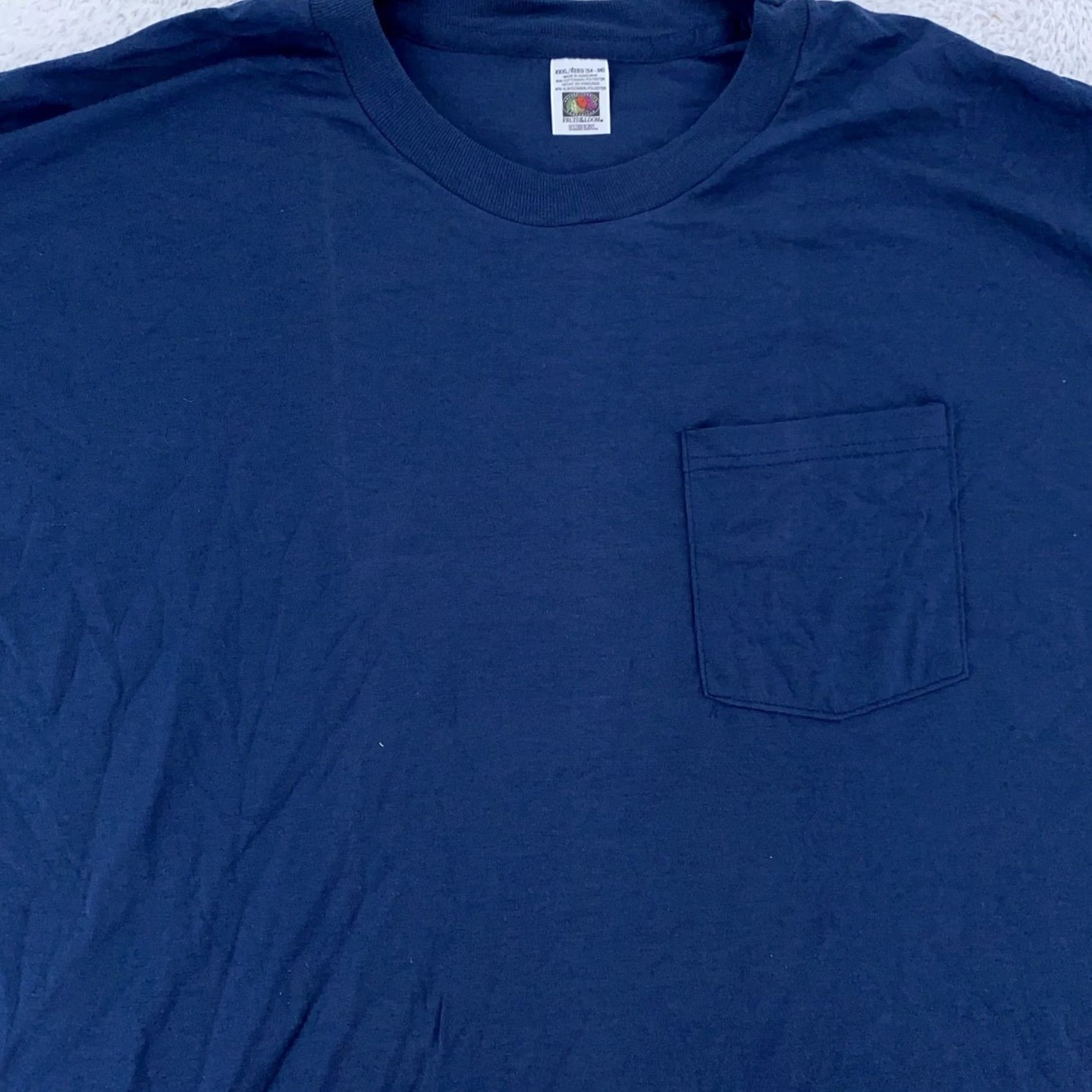 Fruit Of The Loom Vintage Fruit of the Loom Blank Pocket Tee Shirt Mens 2XL/3XL Blue Cotton Blend Shirt Mens 2XL Blue Solid Pocket Tee Shirt Size US XXL / EU 58 / 5 - 2 Thumbnail
