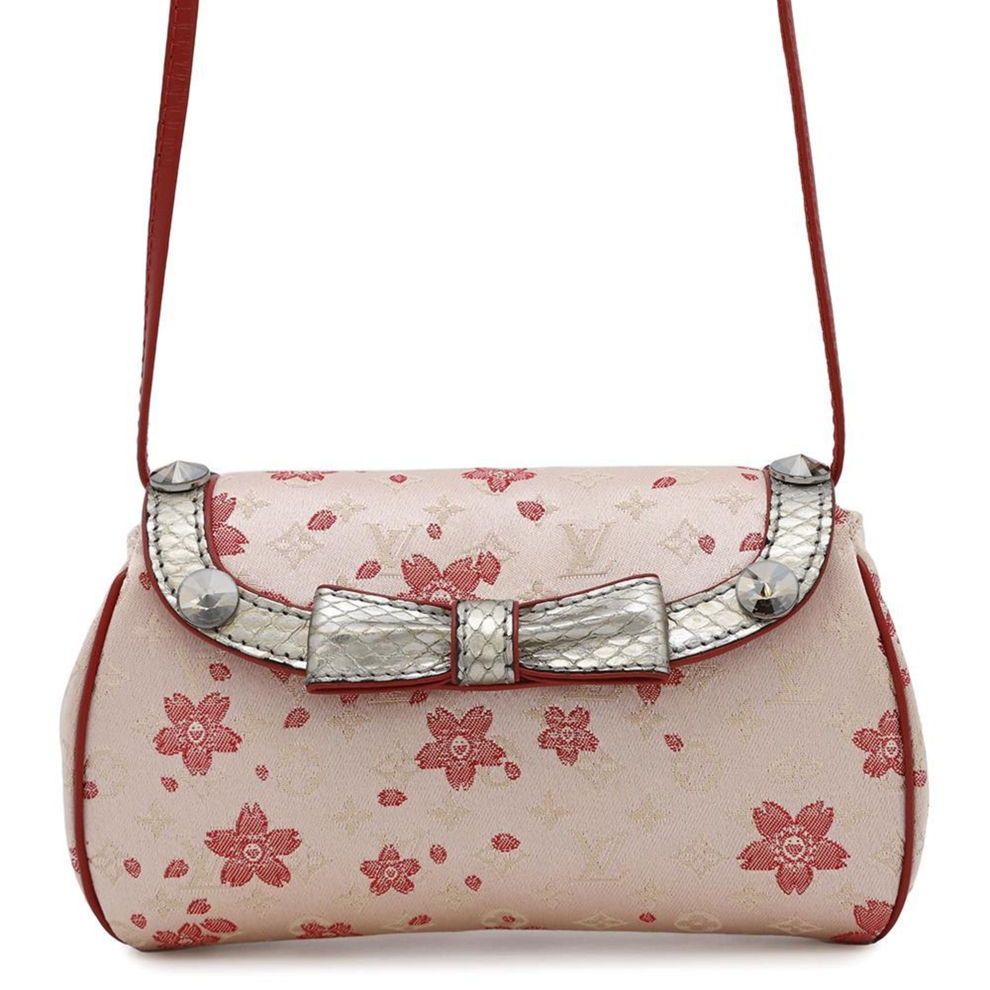 Louis Vuitton Shoulder Bag Monogram Satin Griotte Cherry Blossom M92588 Louis Vuitton in Pink, Women's