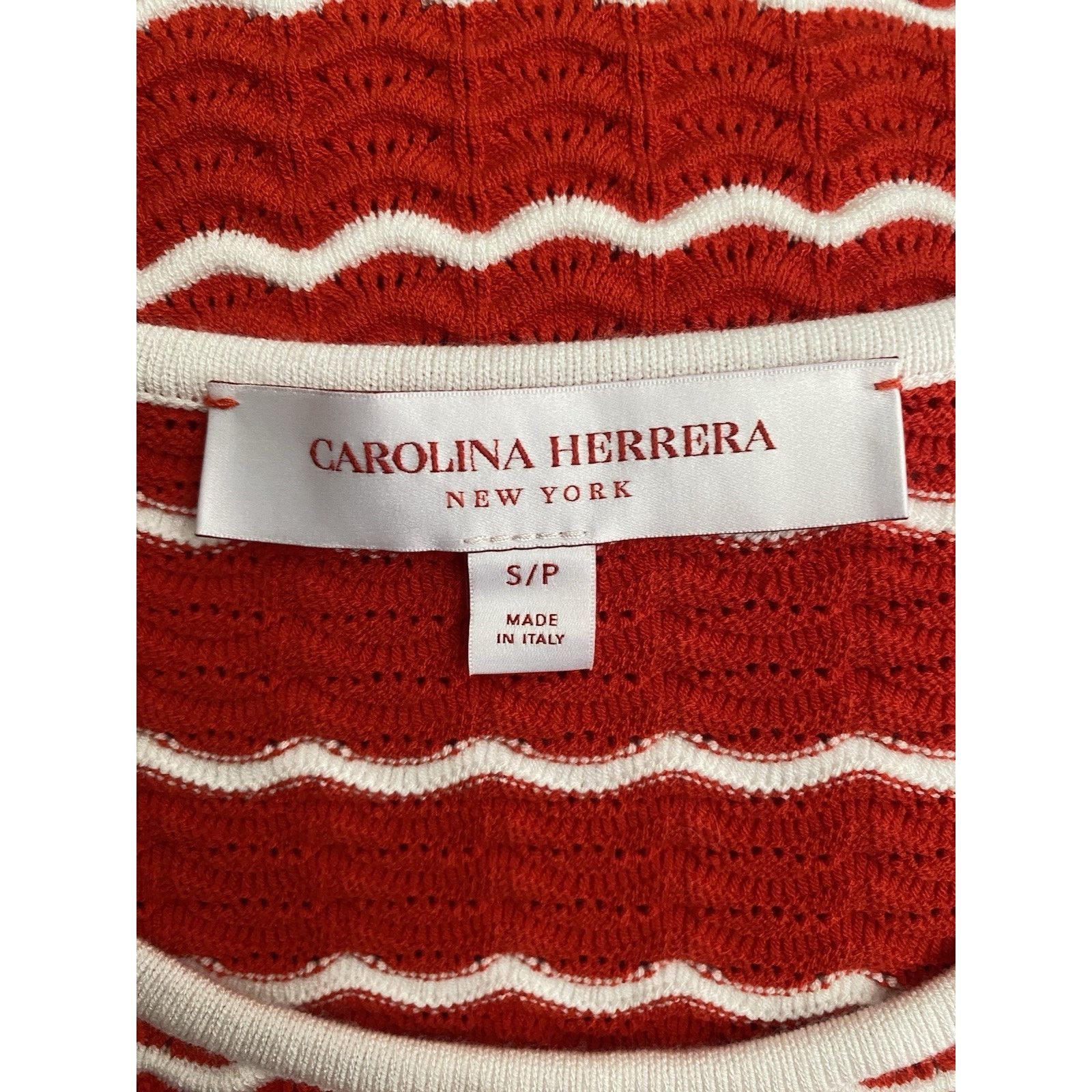 Carolina Herrera CAROLINA HERRERA Ruffled Striped Pointelle Knit Top Sweater Size S / US 4 / IT 40 - 10 Thumbnail