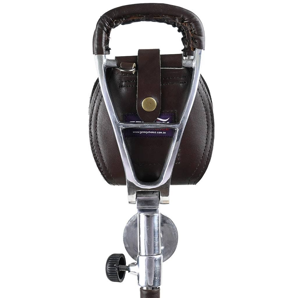 Leather × Other Walking Stick with Leather Seat Moon Coffee Brown Size 40 - 3 Thumbnail