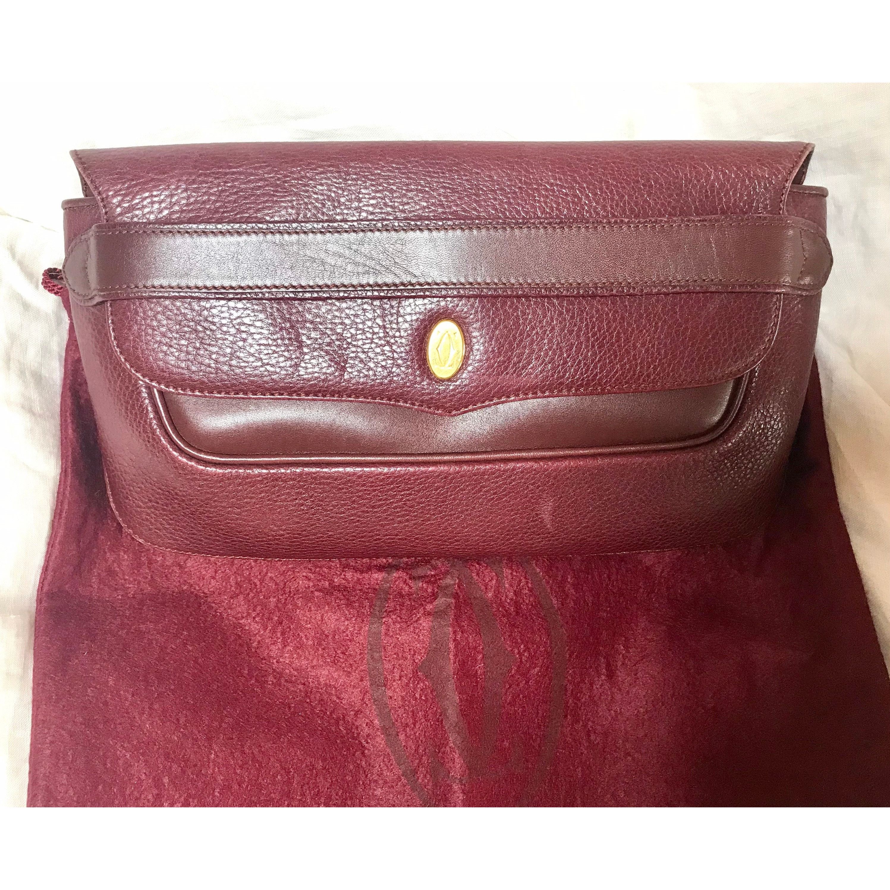 Cartier Vintage Cartier wine leather clutch bag with gold tone logo Size ONE SIZE - 2 Thumbnail