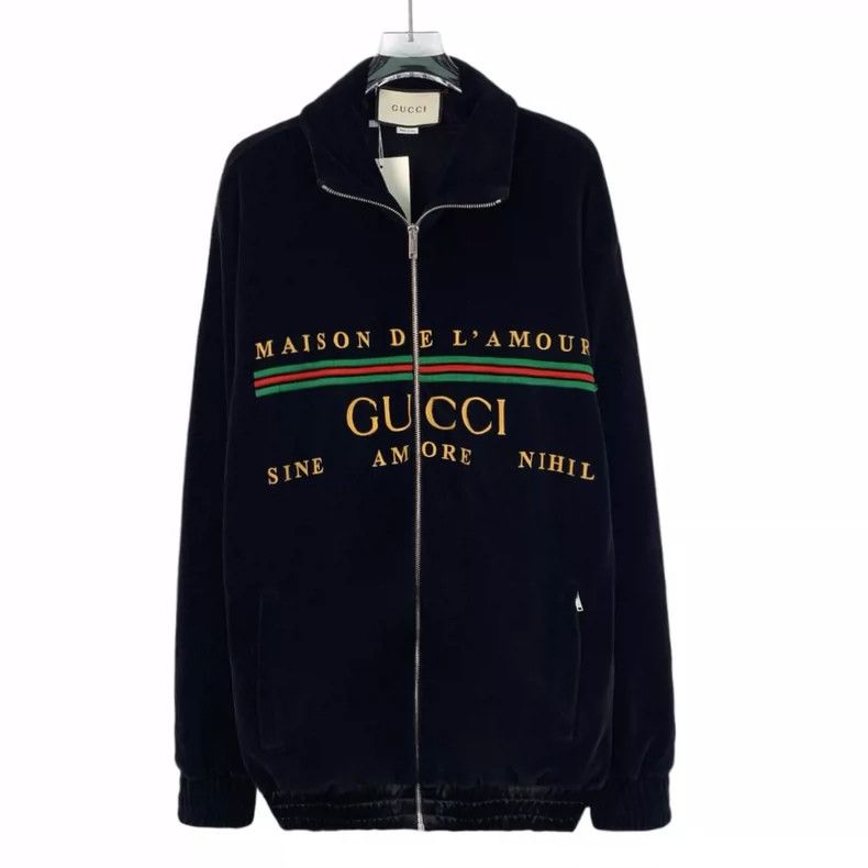 Gucci Black logo letter zipper jacket 2504-Nextarrow