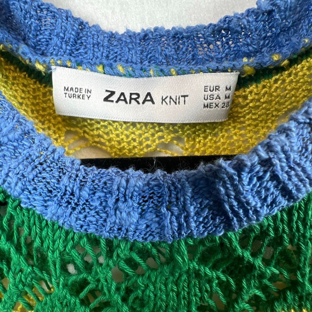 Zara Zara Knit Multicolor Open Weave Short Sleeve Sweater Top Size M (351) Size M / US 6-8 / IT 42-44 - 12 Thumbnail