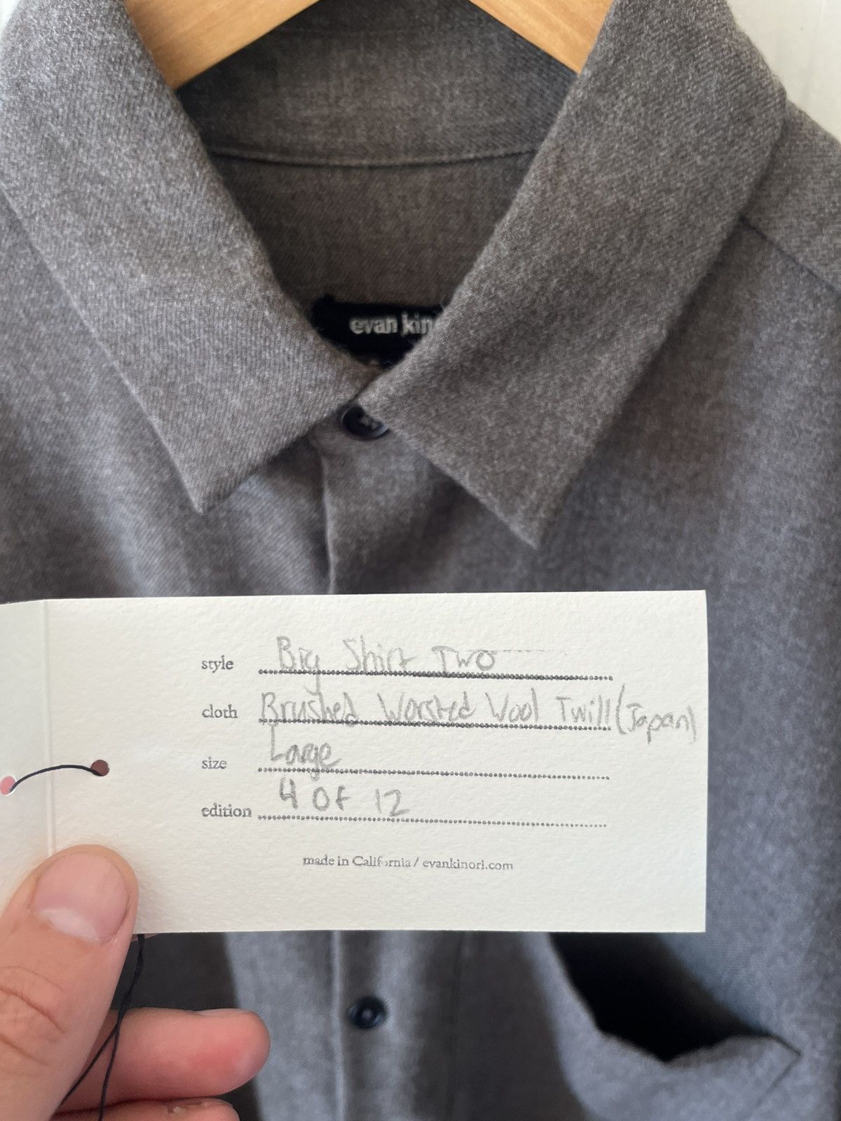 Evan Kinori Big Shirt Two in Brushed Worsted Wool Twill Size US L / EU 52-54 / 3 - 2 Thumbnail