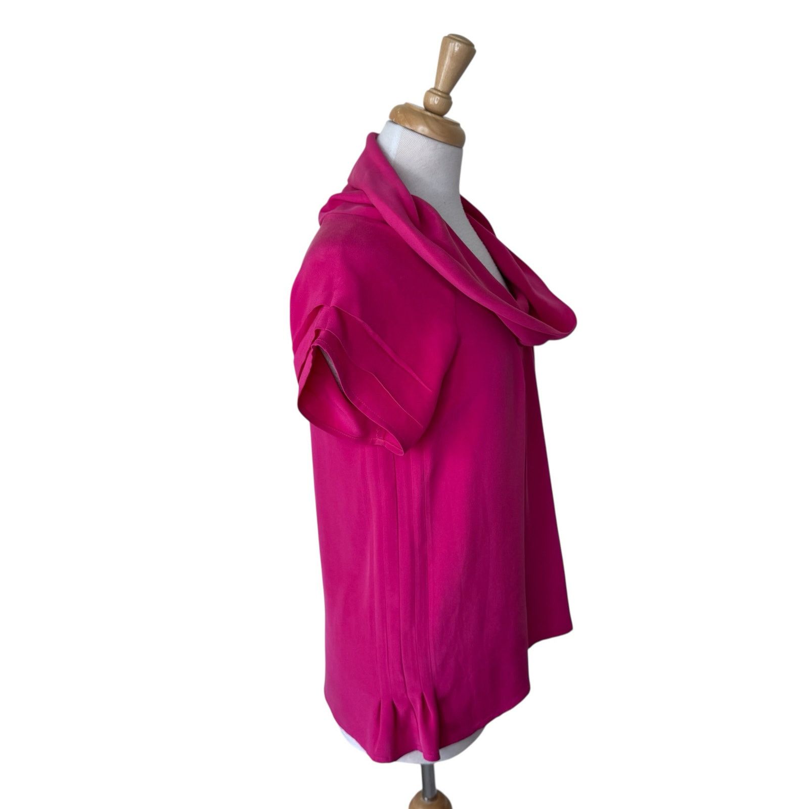 Other MADISON MARCUS Silk Fuchsia Draped Pleated Cowl Neck Blouse Size M / US 6-8 / IT 42-44 - 2 Thumbnail