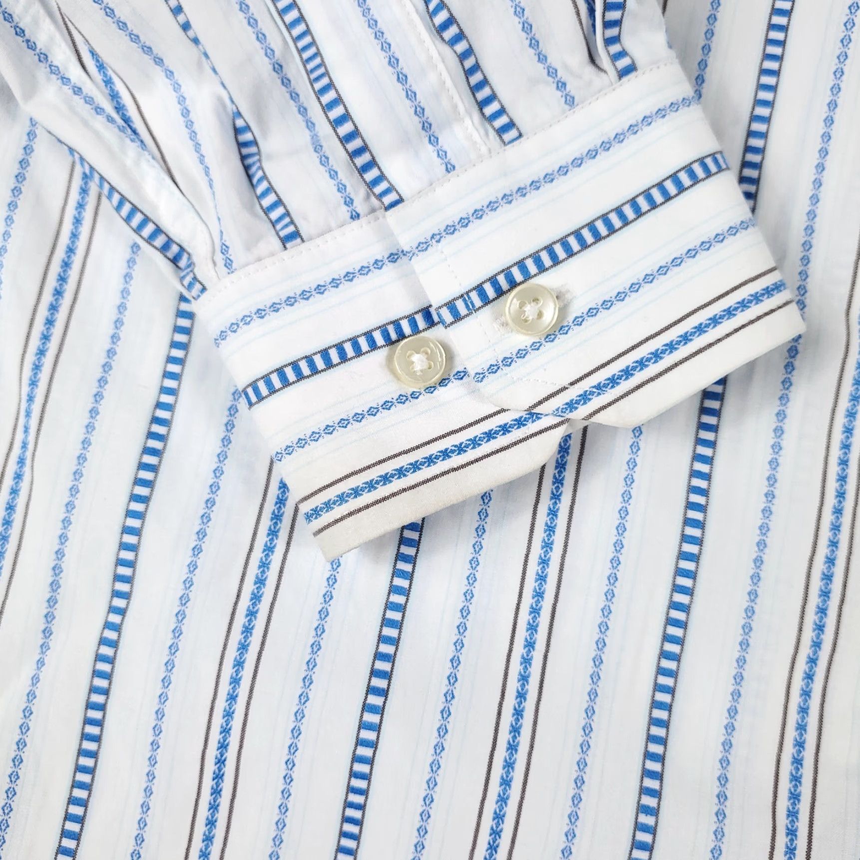 Tommy Hilfiger Tommy Hilfiger Button-Up Shirt Mens Large Blue Striped Casual Long Sleeve Classic Size US L / EU 52-54 / 3 - 3 Thumbnail