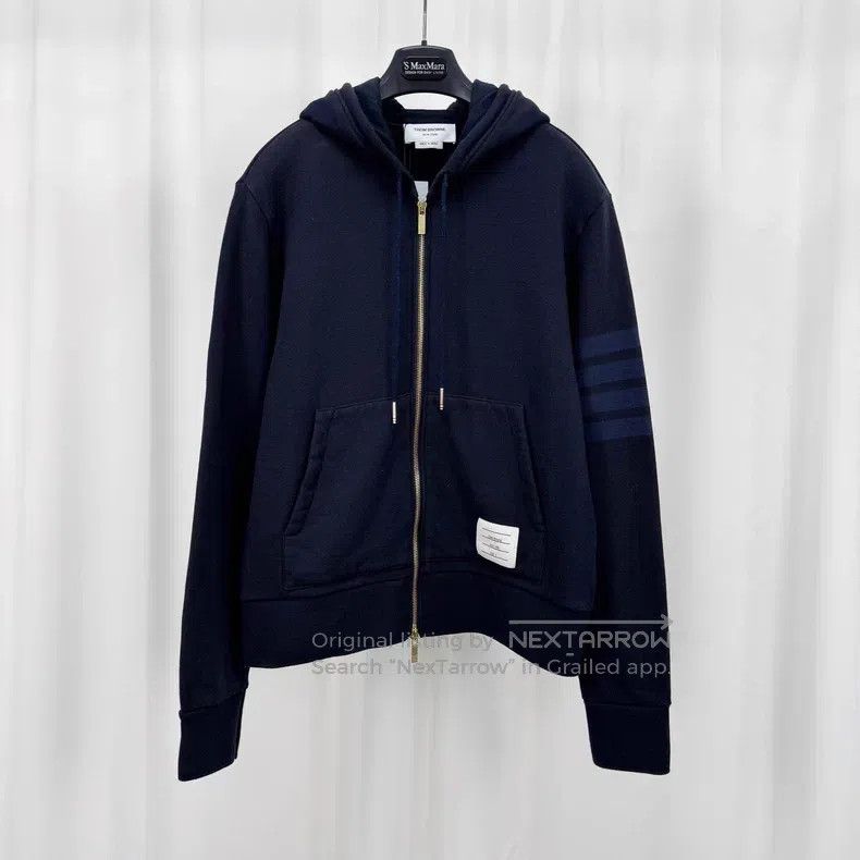 Thom Browne Thom Browne Dark Blue Zip-Up Hoodie Size US M / EU 48-50 / 2 - 1 Thumbnail