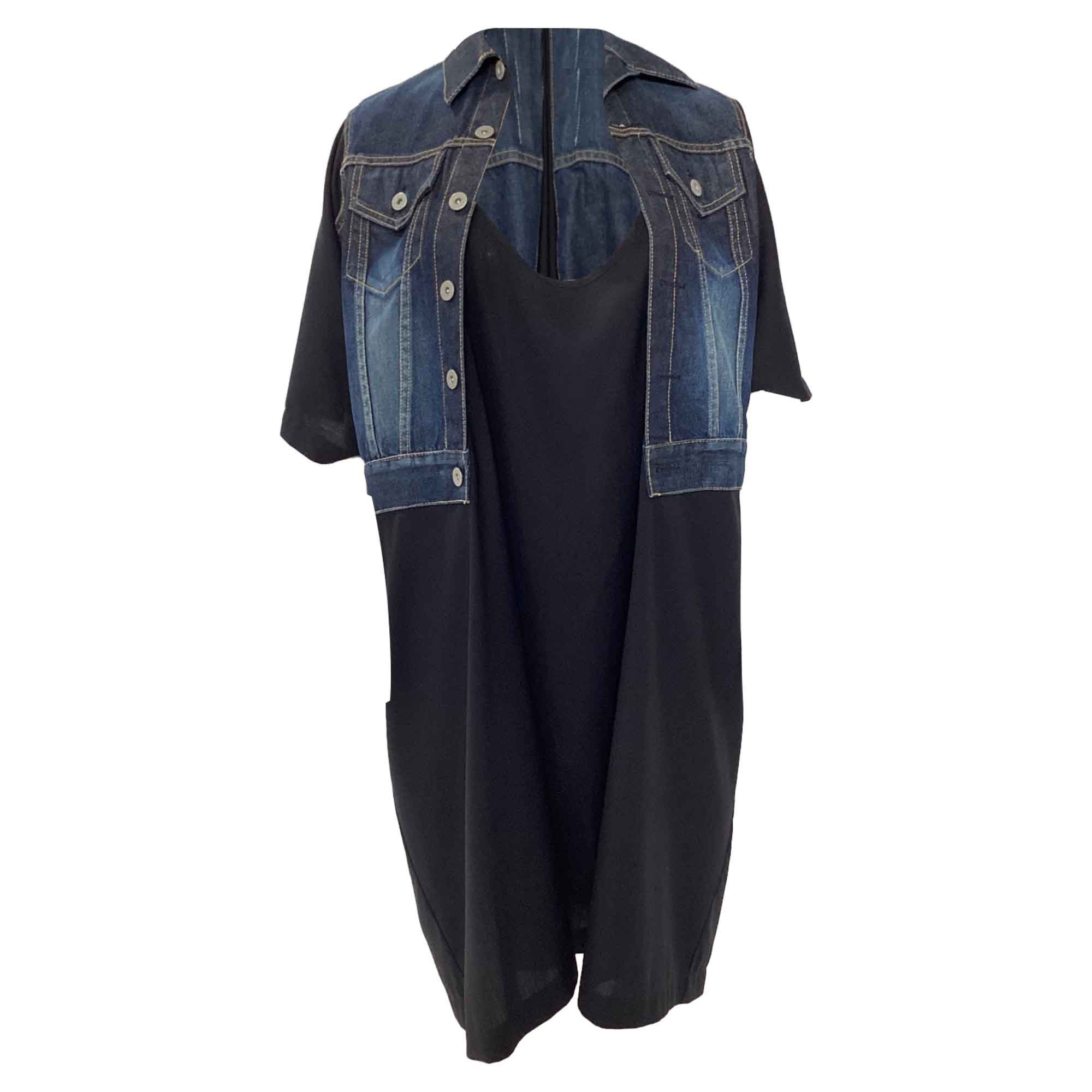 Junya Watanabe Comme des Garçons Junya Watanabe Denim Vest Dress in Black W Size XXS / US 00 / IT 34 - 1 Thumbnail