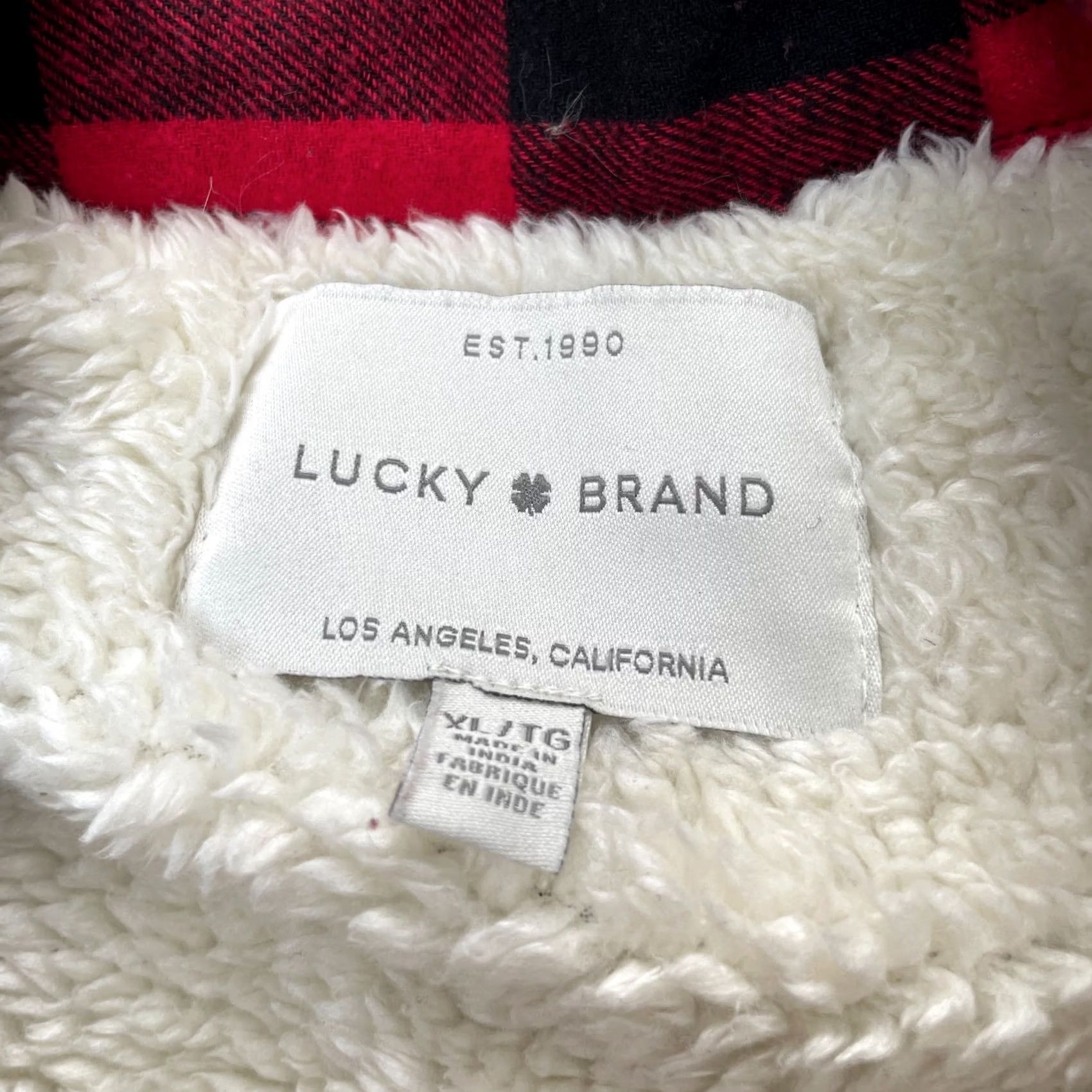 Lucky Brand VINTAGE Lucky Brand Jacket Womens XL Red Plaid Flannel Sherpa Jacket-Short Sleeve? Size XL / US 12-14 / IT 48-50 - 4 Thumbnail