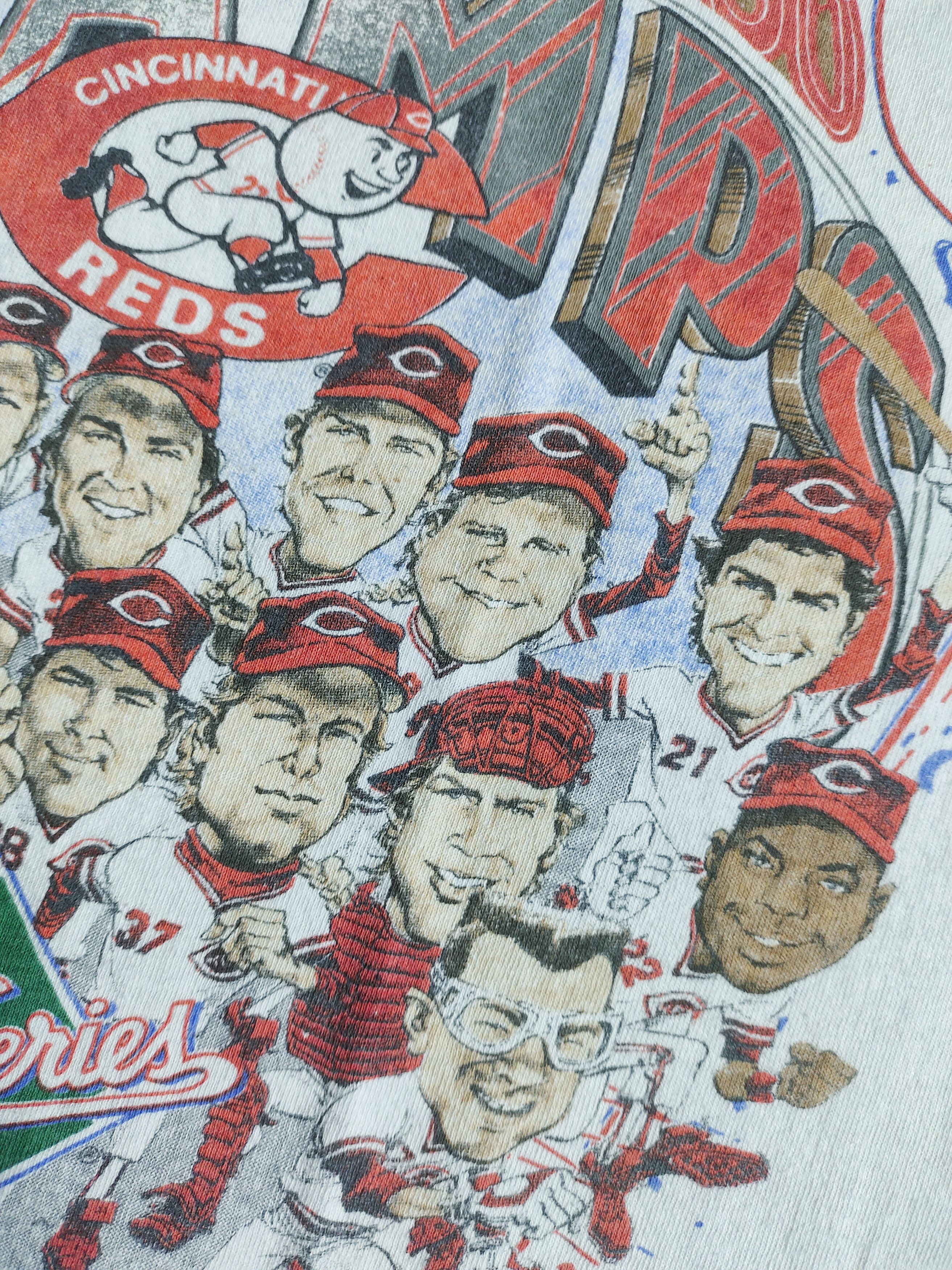 MLB × Salem Sportswear × Vintage Vintage Cincinnati Reds"Wire to Wire" 90s Caricature T-Shirt Size US XL / EU 56 / 4 - 5 Thumbnail