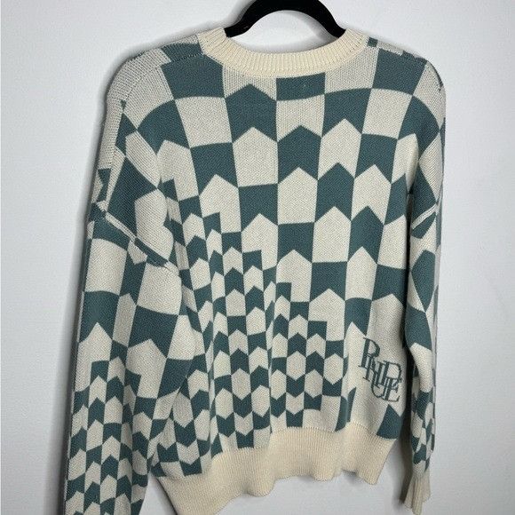 Rhude Rhude Racing Monogram-Intarsia Jumper Sweater White Green Me Size US S / EU 44-46 / 1 - 7 Thumbnail