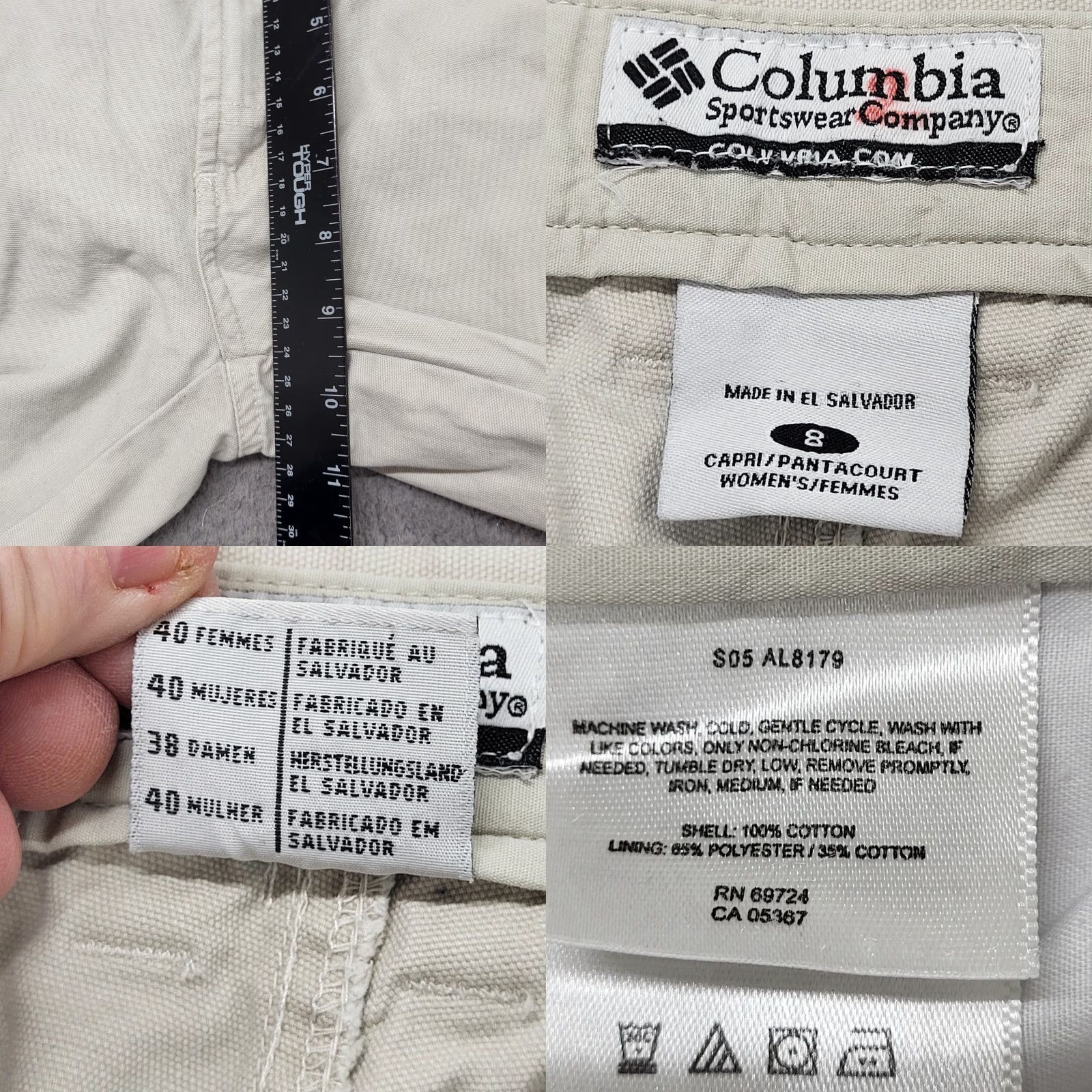 Vintage Columbia Pants Women's Size 8 Khaki Flat Front Casual Outdoor Hiking Capri Pants Tan Beige Straight Leg - Regular Mens? Women? Size 30" / US 8 / IT 44 - 8 Thumbnail