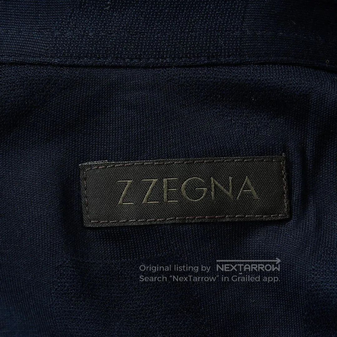 Ermenegildo Zegna ZEGNA Men's Navy Jacquard Polo Shirt. Size US M / EU 48-50 / 2 - 7 Thumbnail