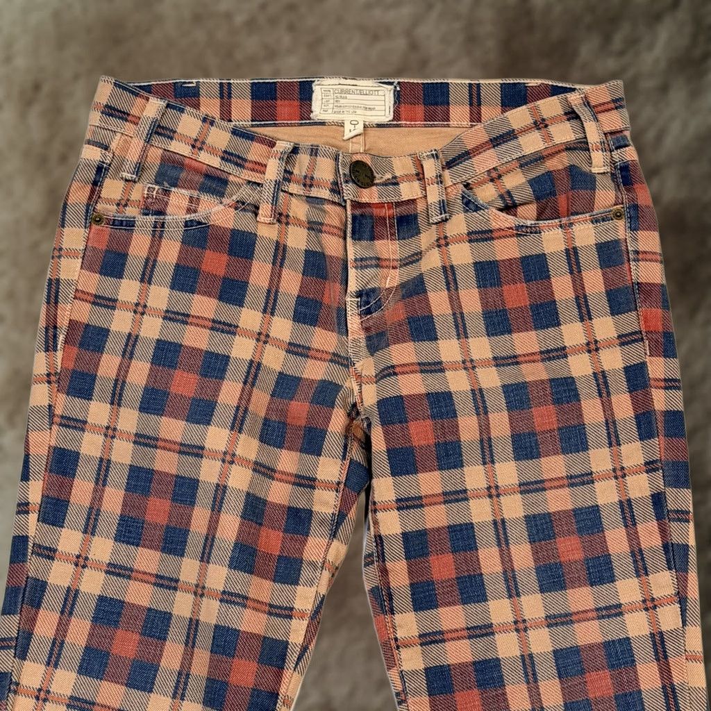 Vintage Current/Elliott The Stiletto Jeans Womens 25 Tan Plaid Skinny Ankle Stretch Size 42" / US 20 - 1 Thumbnail
