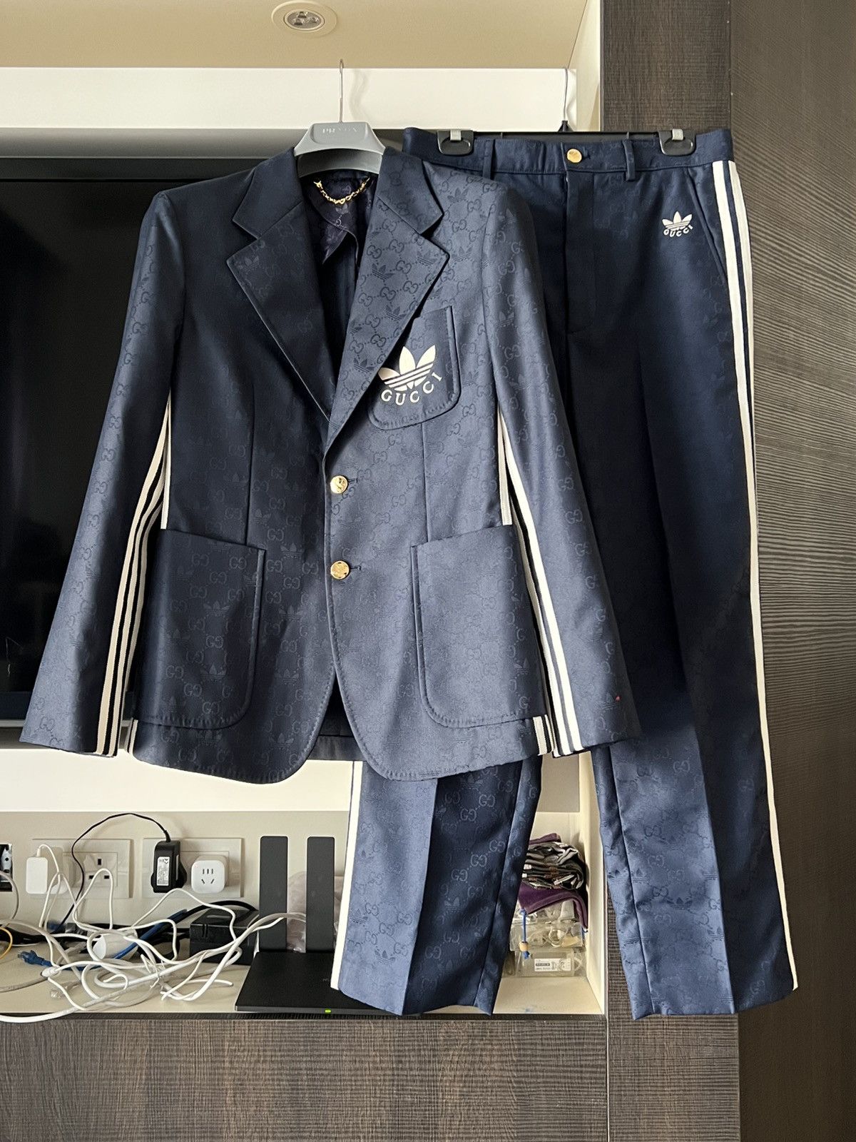 Adidas × Gucci (Set Price) Gucci x Adidas Logo Embroidered Suit 