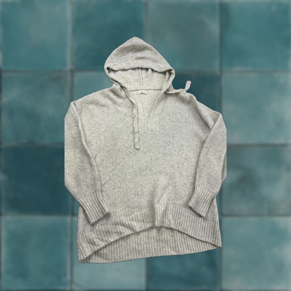 Lou & Grey Lou & Grey Sweater Hoodie Womens Small Beige Pullover V-Neck Rib Knit Knitwear Long Sleeve Hooded Cozy Size S / US 4 / IT 40 - 1 Thumbnail
