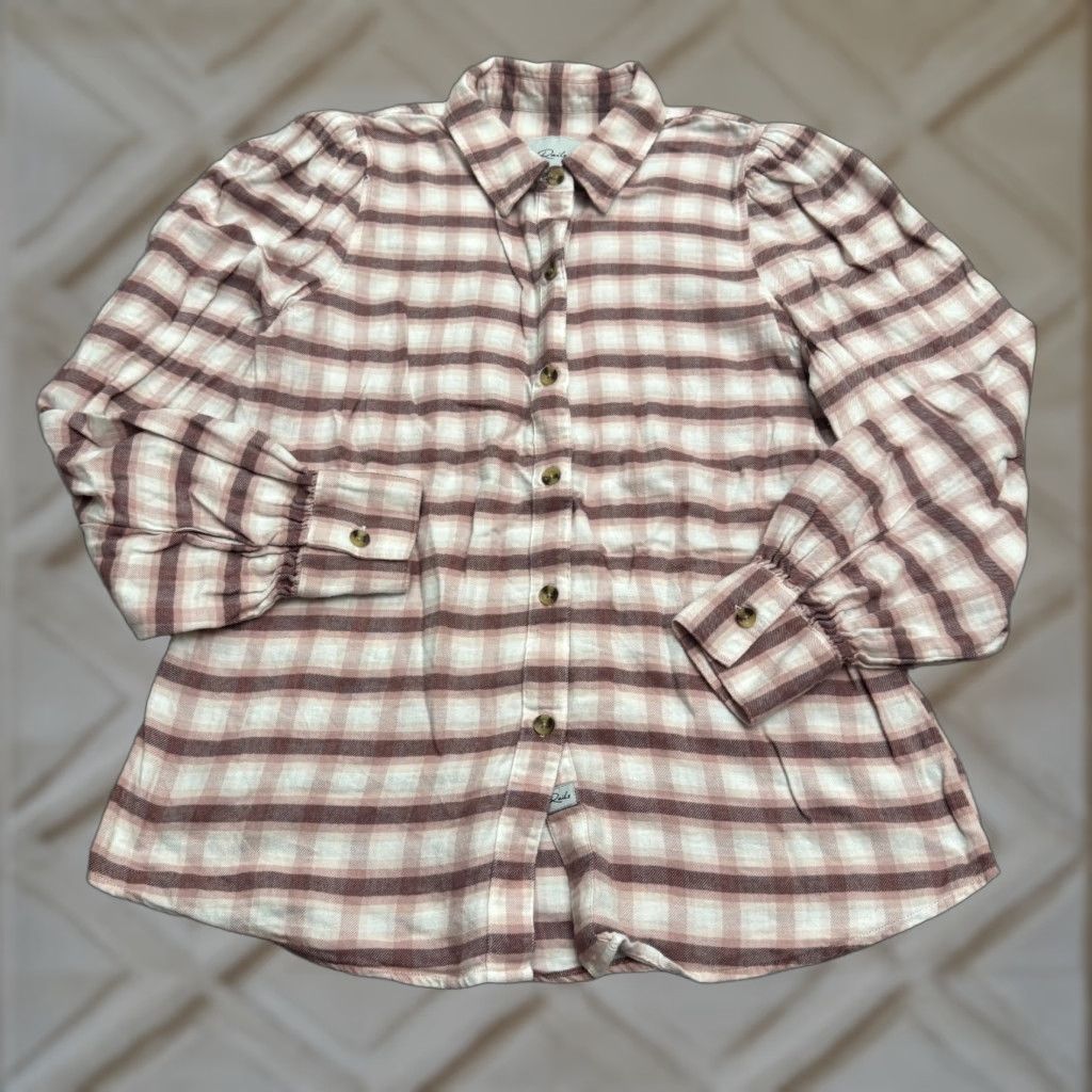 Rails Rails Pink Plaid Button-Up Shirt Womens Medium Flannel Puff Sleeve Classic Size M / US 6-8 / IT 42-44 - 1 Thumbnail