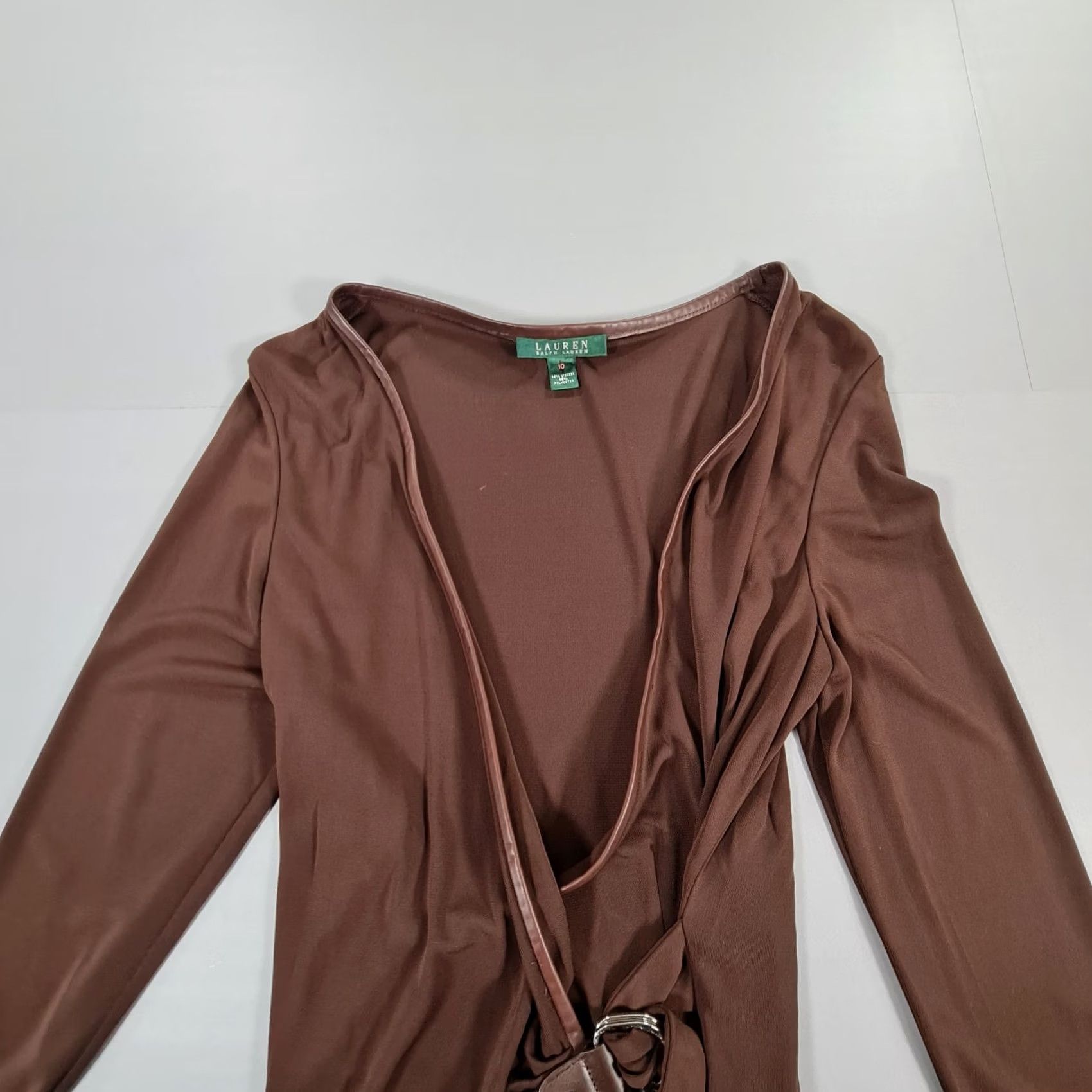 Ralph Lauren Lauren Ralph Lauren Midi Dress Brown 14 UK Wrap V Neck Buckle Casual Dress Women Regular Size 14 Brown Viscose 65% Polyester 35% 3/4 Sleeve"} Size XL / US 12-14 / IT 48-50 - 3 Thumbnail