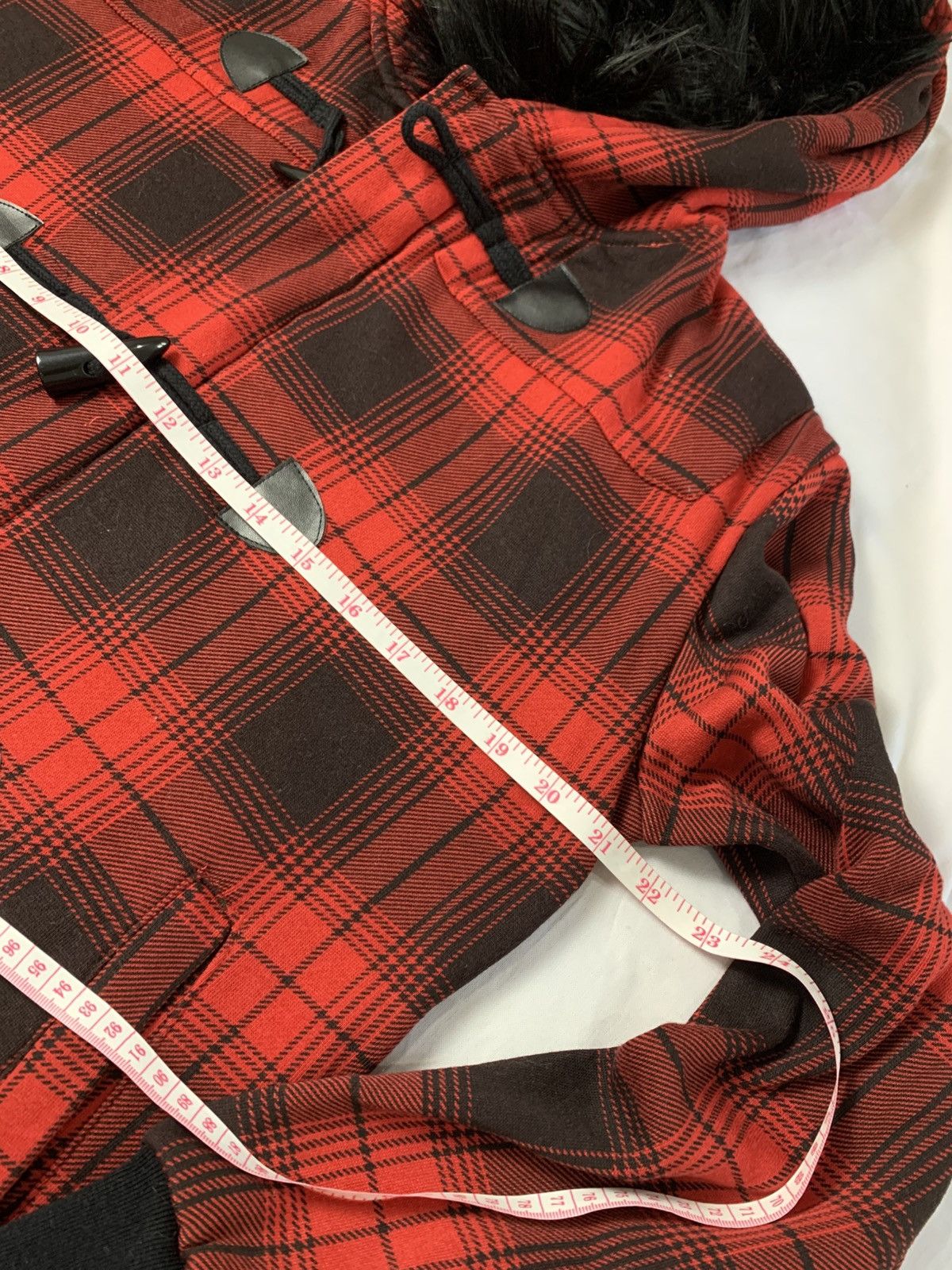 GOSTAR DE FUGA Fur hoodie tartan fireman punk grunge Size US M / EU 48-50 / 2 - 8 Thumbnail