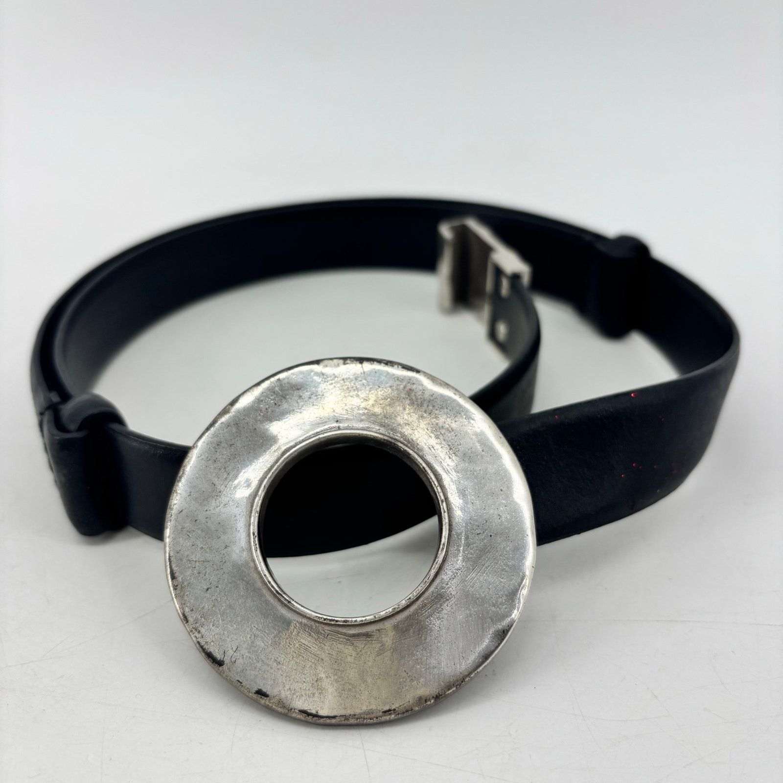 Other Chicos Womens Small Medium Black Leather Belt Circle Hook Size ONE SIZE - 13 Thumbnail