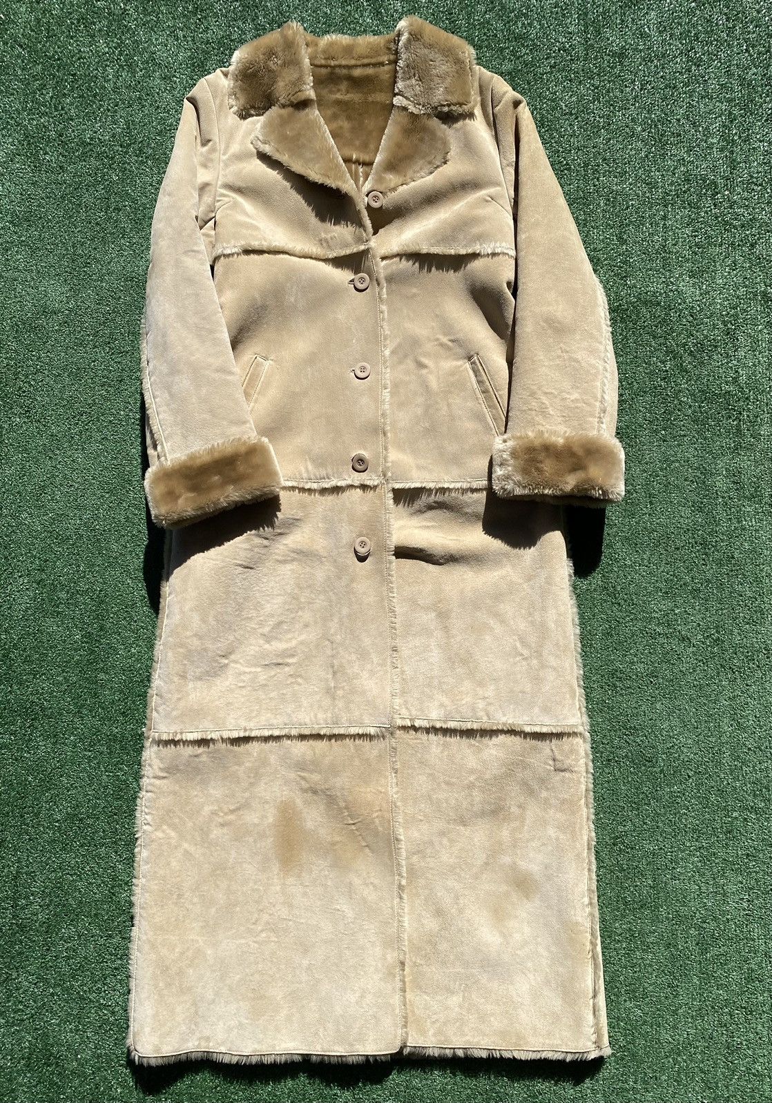 Vintage VTG Y2K Brandon Thomas Suede Faux Fur Full Length Jacket Size M / US 6-8 / IT 42-44 - 2 Thumbnail