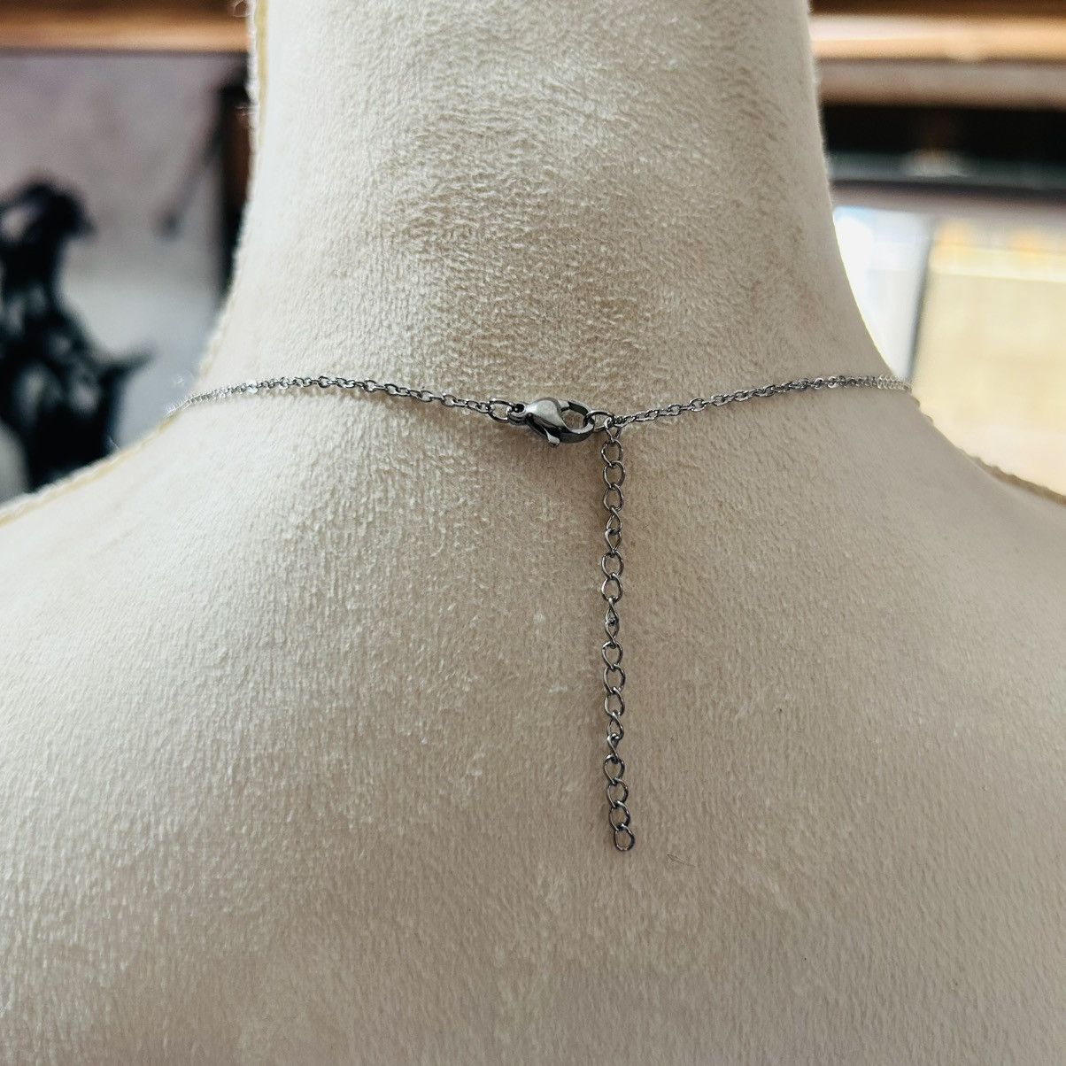 Handmade Handcrafted black seed bead ring pendant on chain necklace Size ONE SIZE - 4 Thumbnail