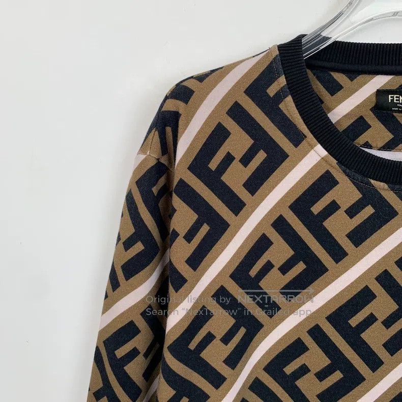 Fendi Fendi Brown logo letter print cotton round neck long sleev Size US XL / EU 56 / 4 - 3 Thumbnail