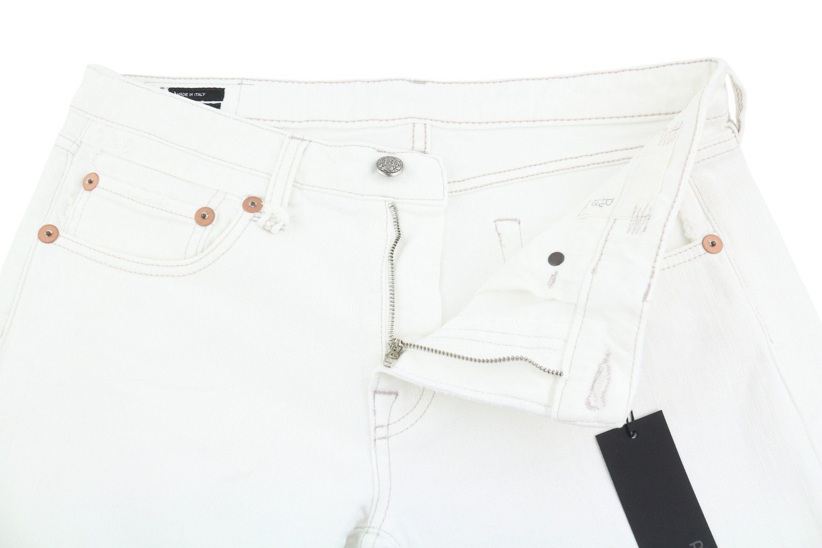 R13 BOY STRAIGHT 29 Bale White Cropped Ankle Zip Jeans 87161 Size 29" - 5 Thumbnail