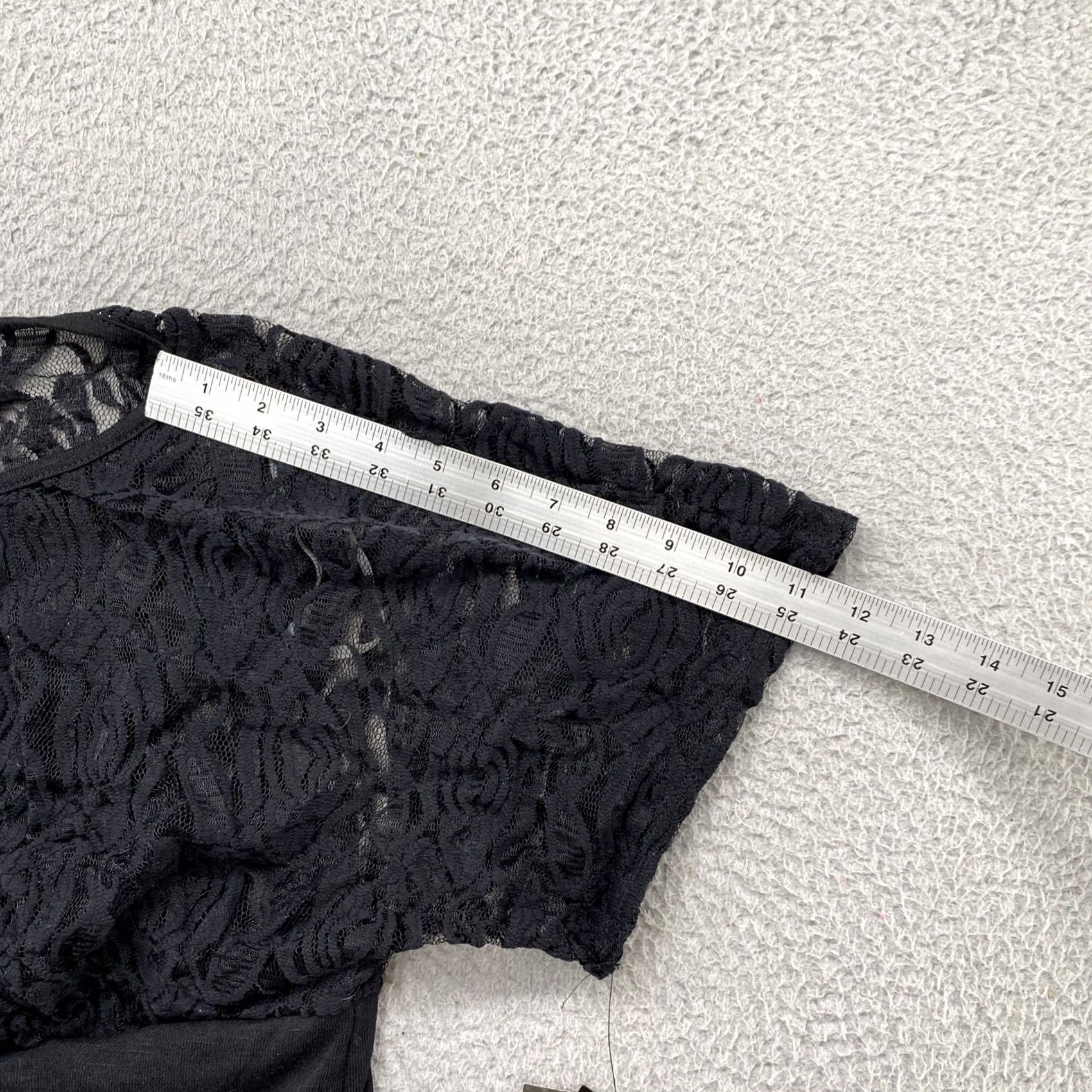 Vintage IZ BYER Boho Peasant Short Sleeve Black Lace Top Blouse 2X Plus Size Womens Blouse Lace Top Sheer Tunic Casual Shirt Size XXL / US 16-18 / IT 52-54 - 6 Thumbnail