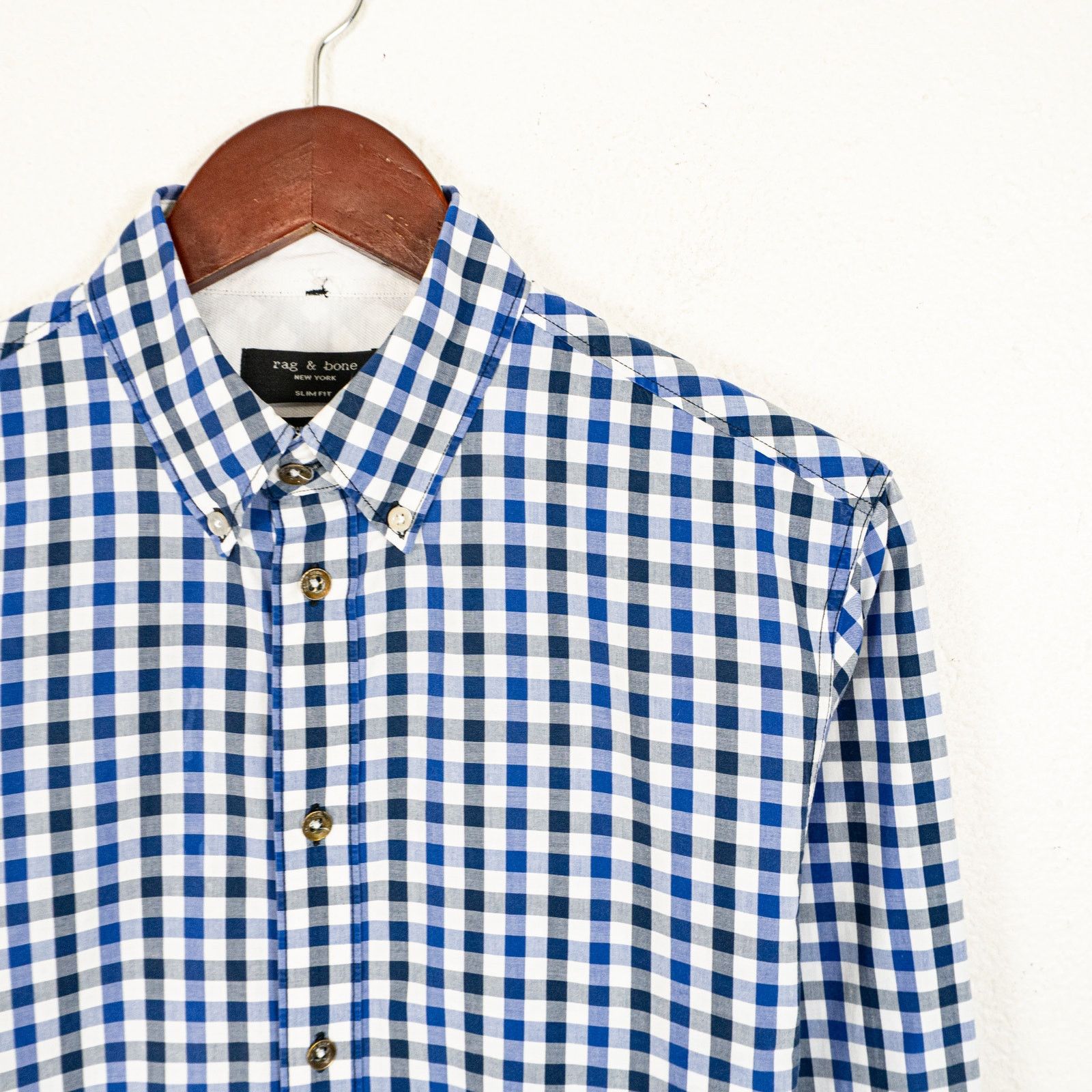 Rag & Bone Rag & Bone Men's Slim Fit Button Down Shirt Blue Gingham Size US XS / EU 42 / 0 - 3 Thumbnail