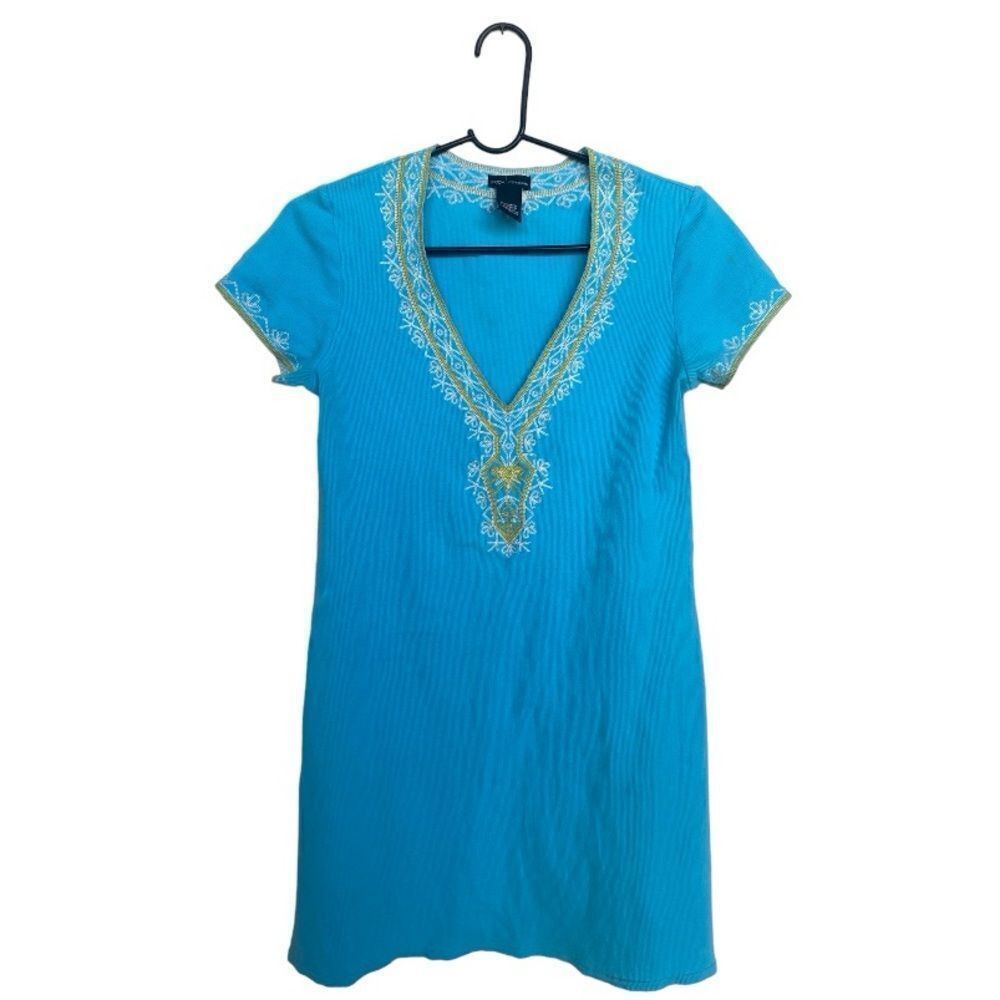 Other Moda International Blue Embroidered Swim Cover-Up Tunic – Wo Size M / US 6-8 / IT 42-44 - 2 Thumbnail