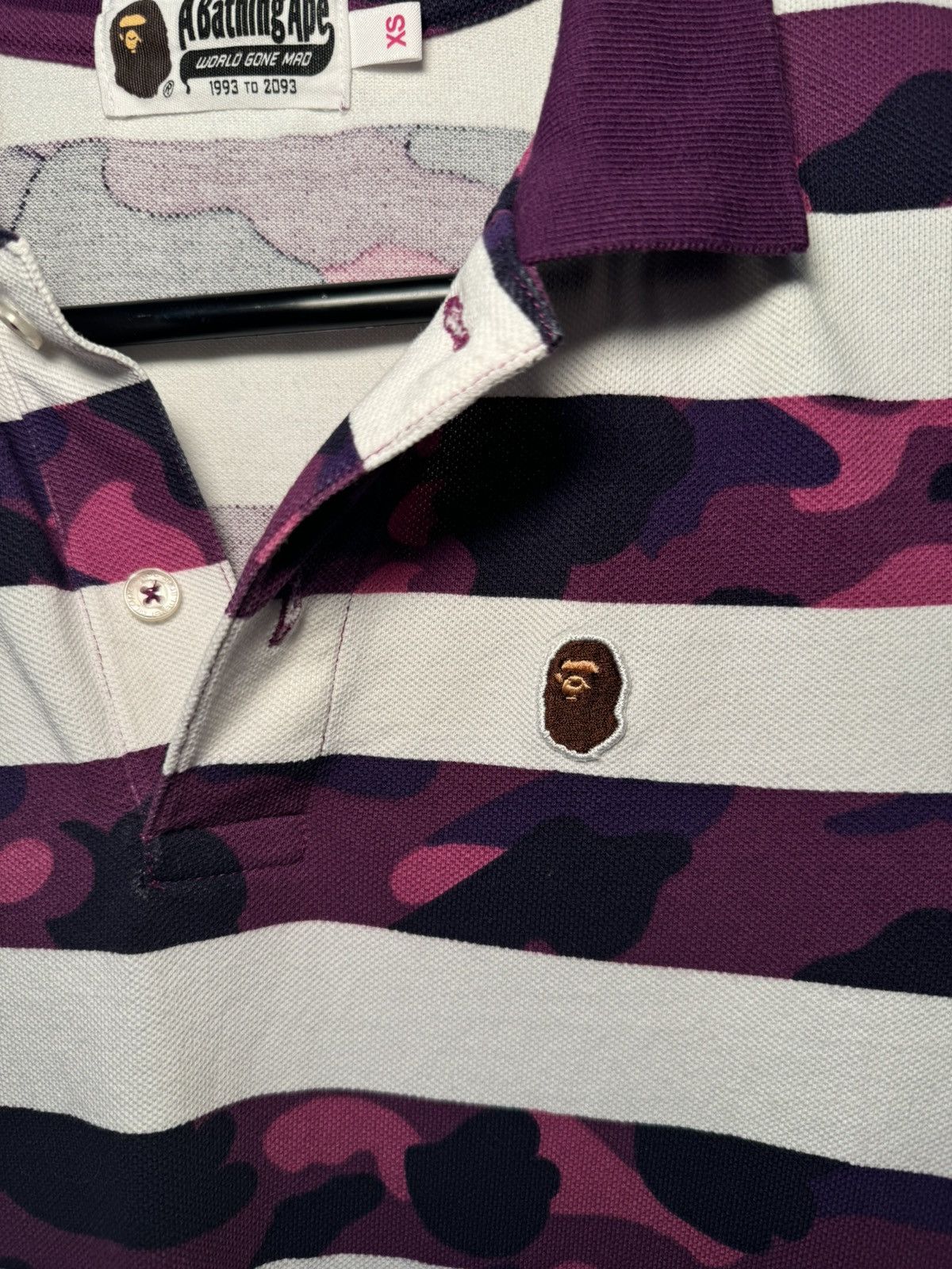 Bape White and purple camo A Bathing Ape polo short sleeve Size XS / US 0-2 / IT 36-38 - 4 Thumbnail