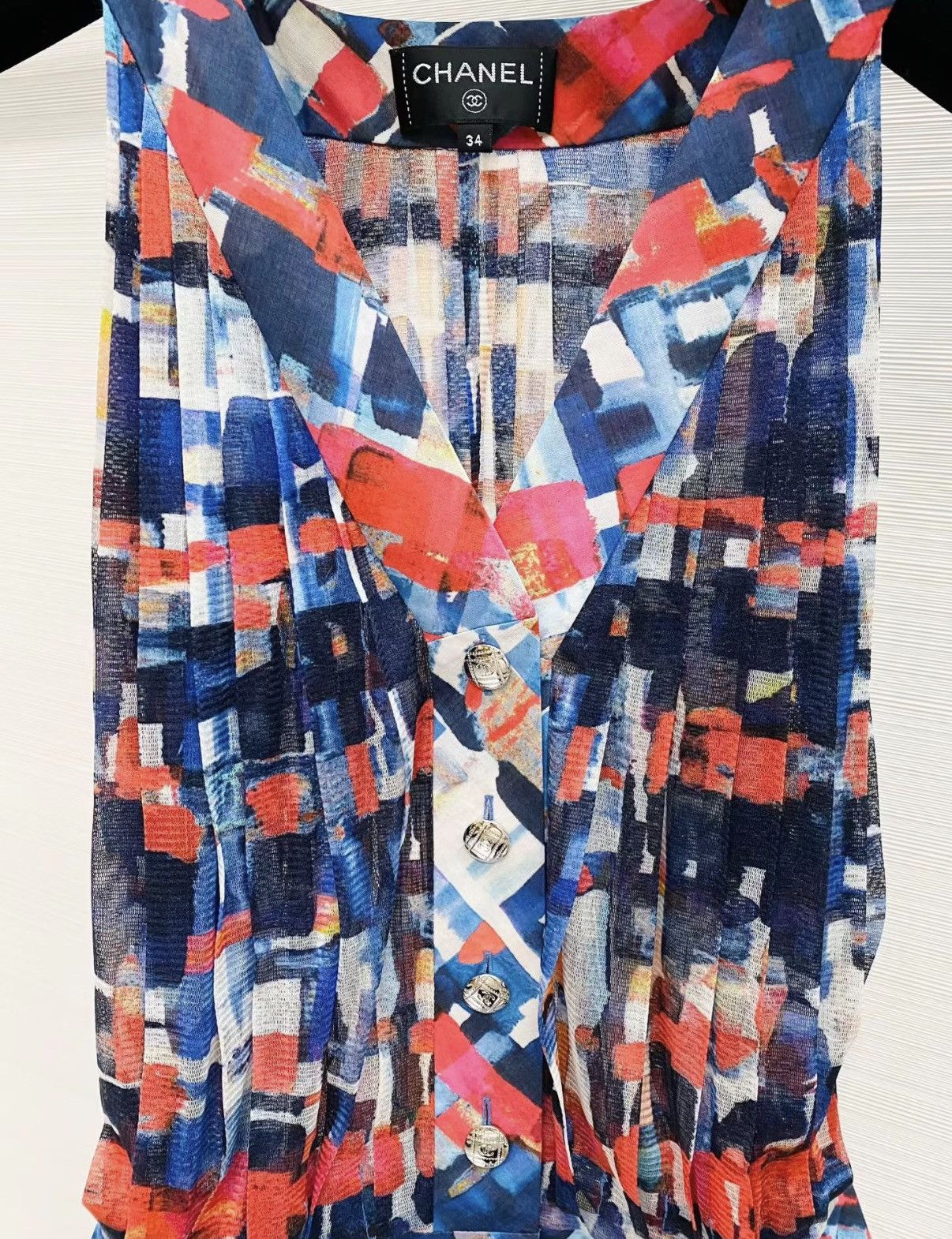 Chanel Chanel Color Block Sleeveless Silk Top J33 Size XXS / US 00 / IT 34 - 5 Thumbnail