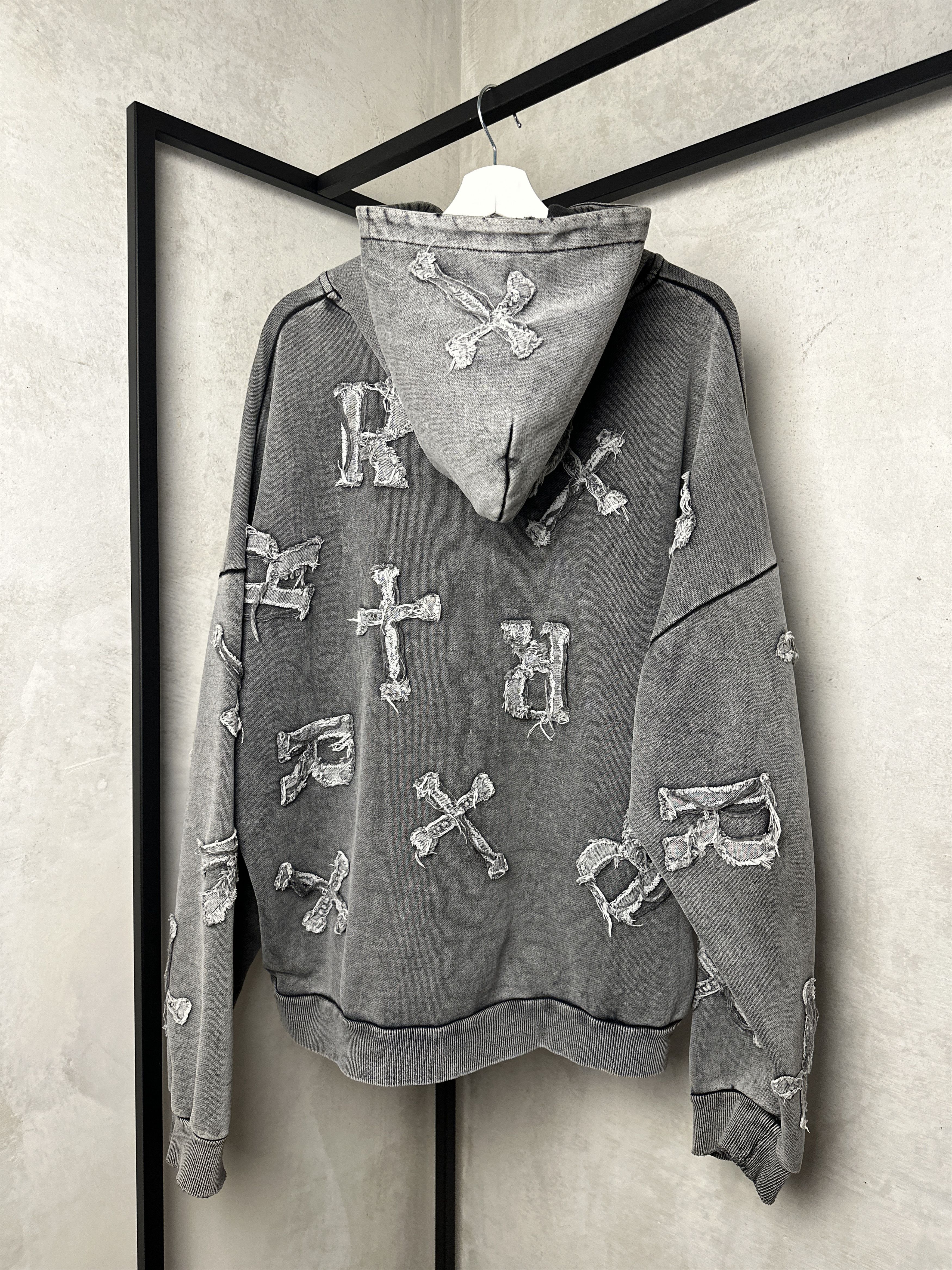 Racer Worldwide RARE Racer Worldwide Patch Cross Washed Grey Hoodie Size US XL / EU 56 / 4 - 7 Thumbnail