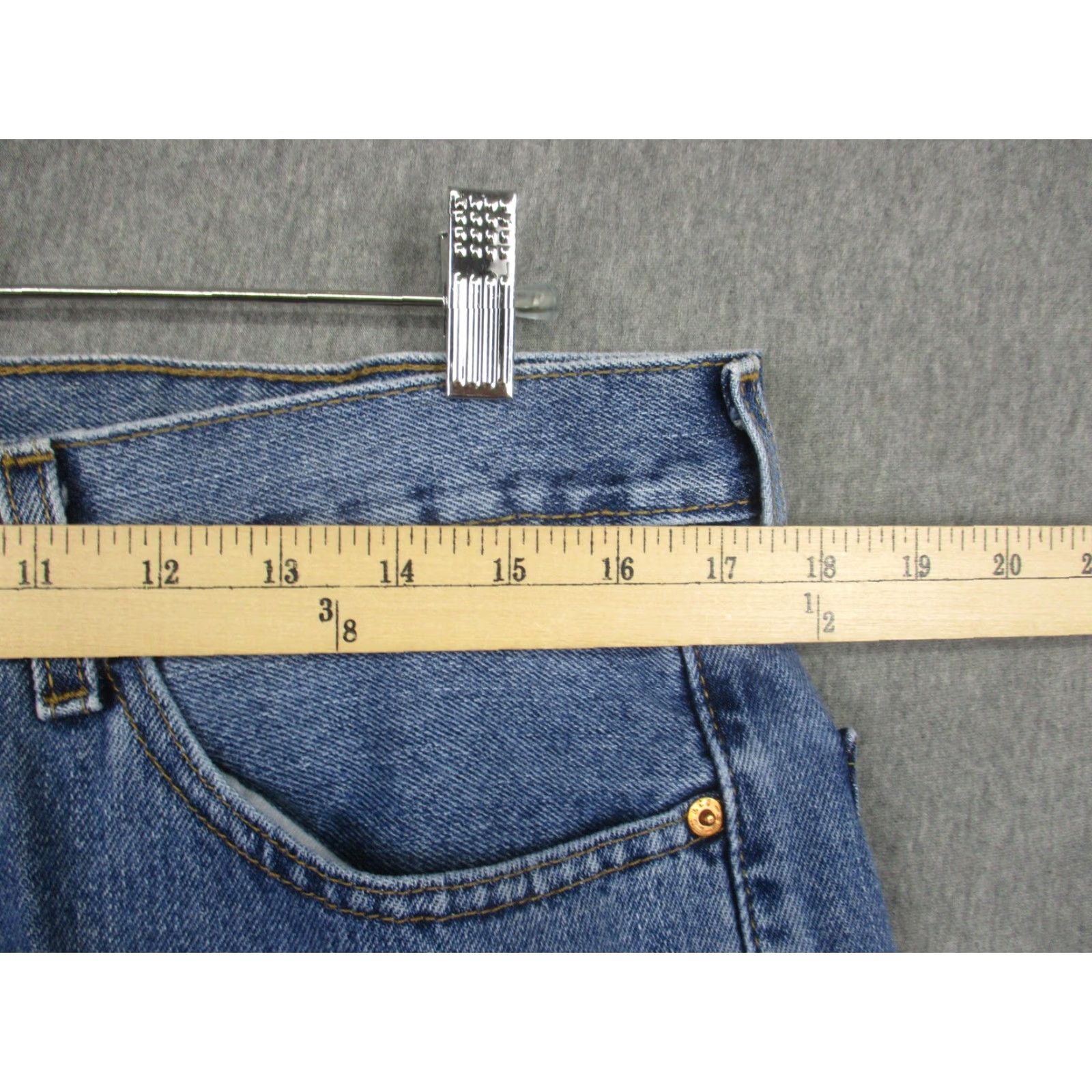 Levi's Levis 505 Jeans Mens 34x34 Blue Denim Straight Leg Zip Fly Classic Pants Size US 34 / EU 50 - 3 Thumbnail
