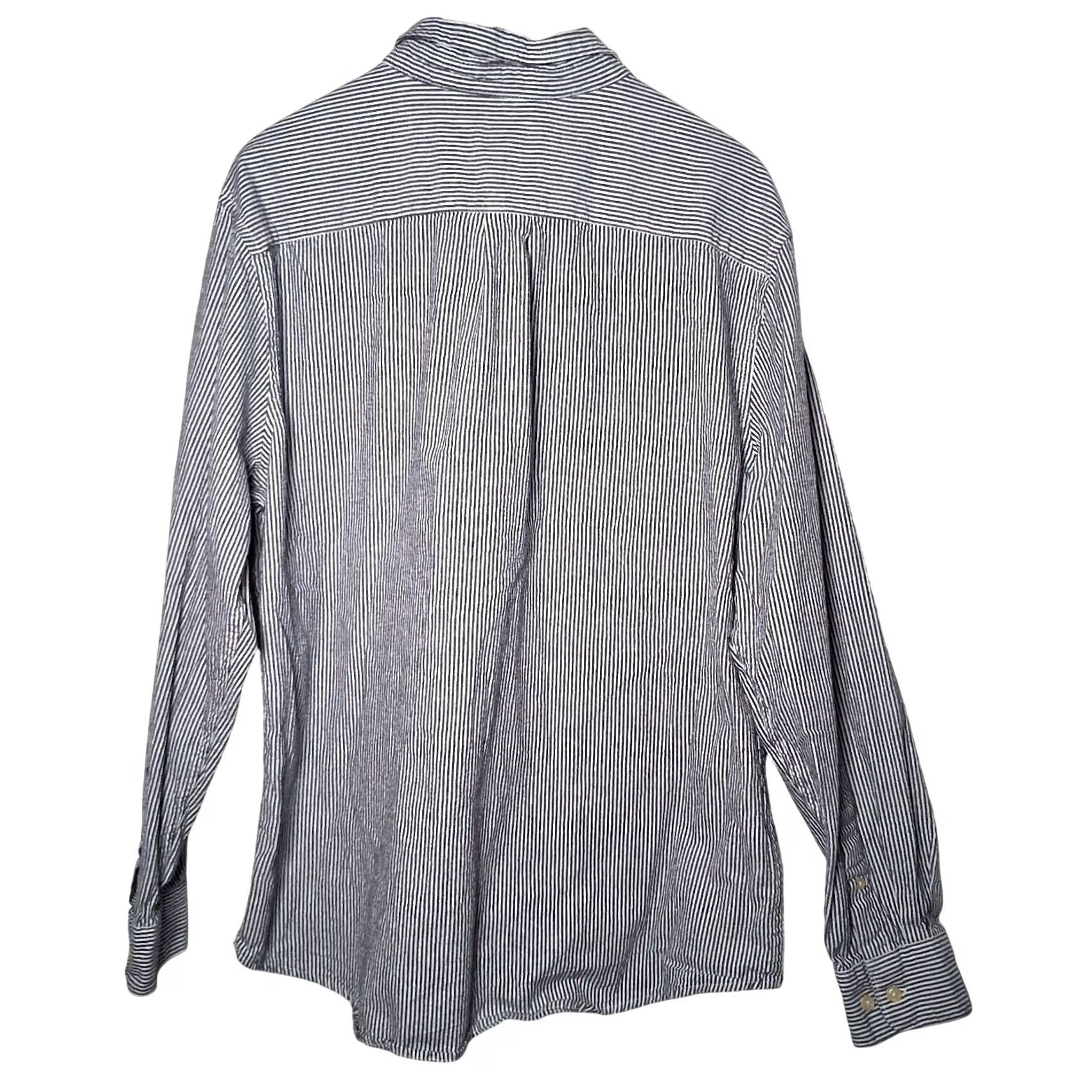 Basic Editions VINTAGE Basic Editions Hickory Stripe Shirt Men XL Button-Down Black Long Sleeve Size US XL / EU 56 / 4 - 2 Thumbnail