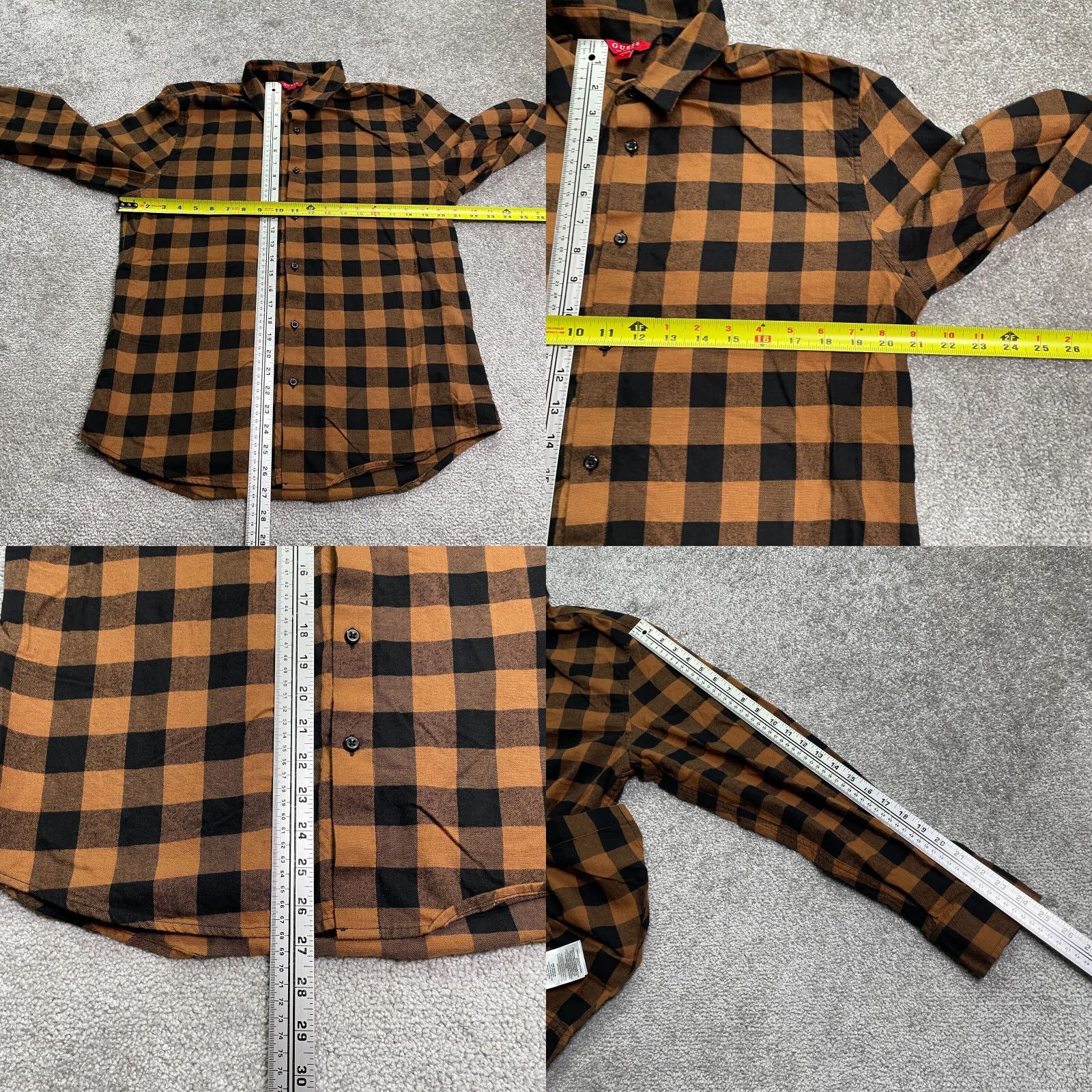Guess GUESS Flannel Shirt Mens Large Brown Plaid Button-Up Casual Top Size US L / EU 52-54 / 3 - 8 Thumbnail