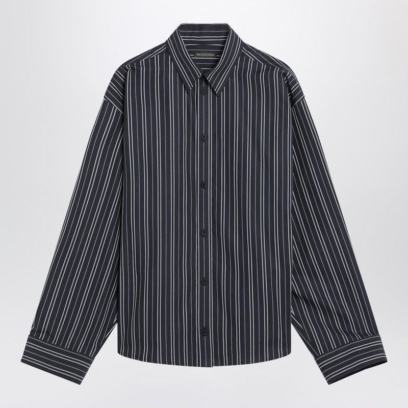 Balenciaga Navy Blue Striped Cotton Shirt