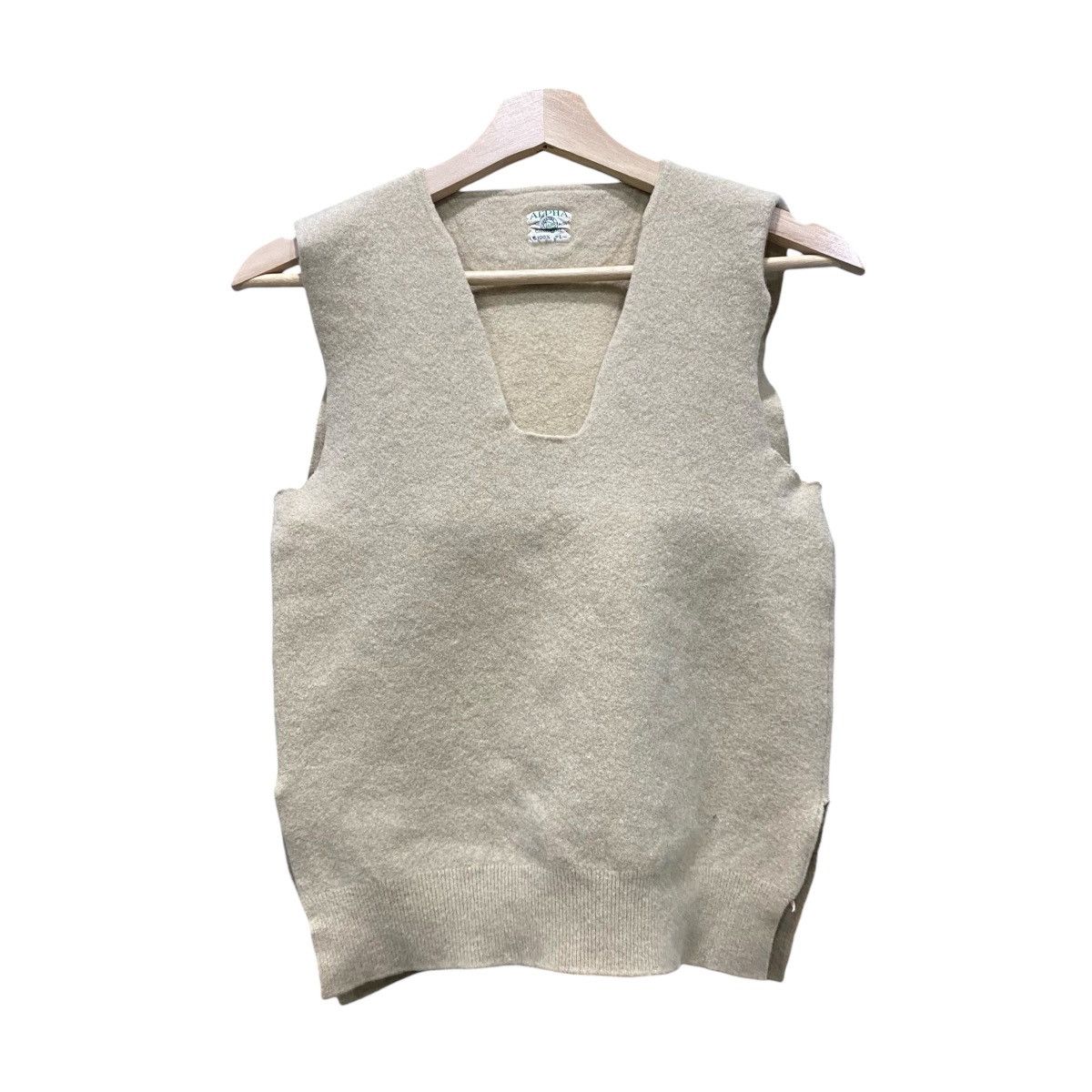 Alpha Vintage 100% Cashmere Deep V-Neck Knit Sweater Vest L