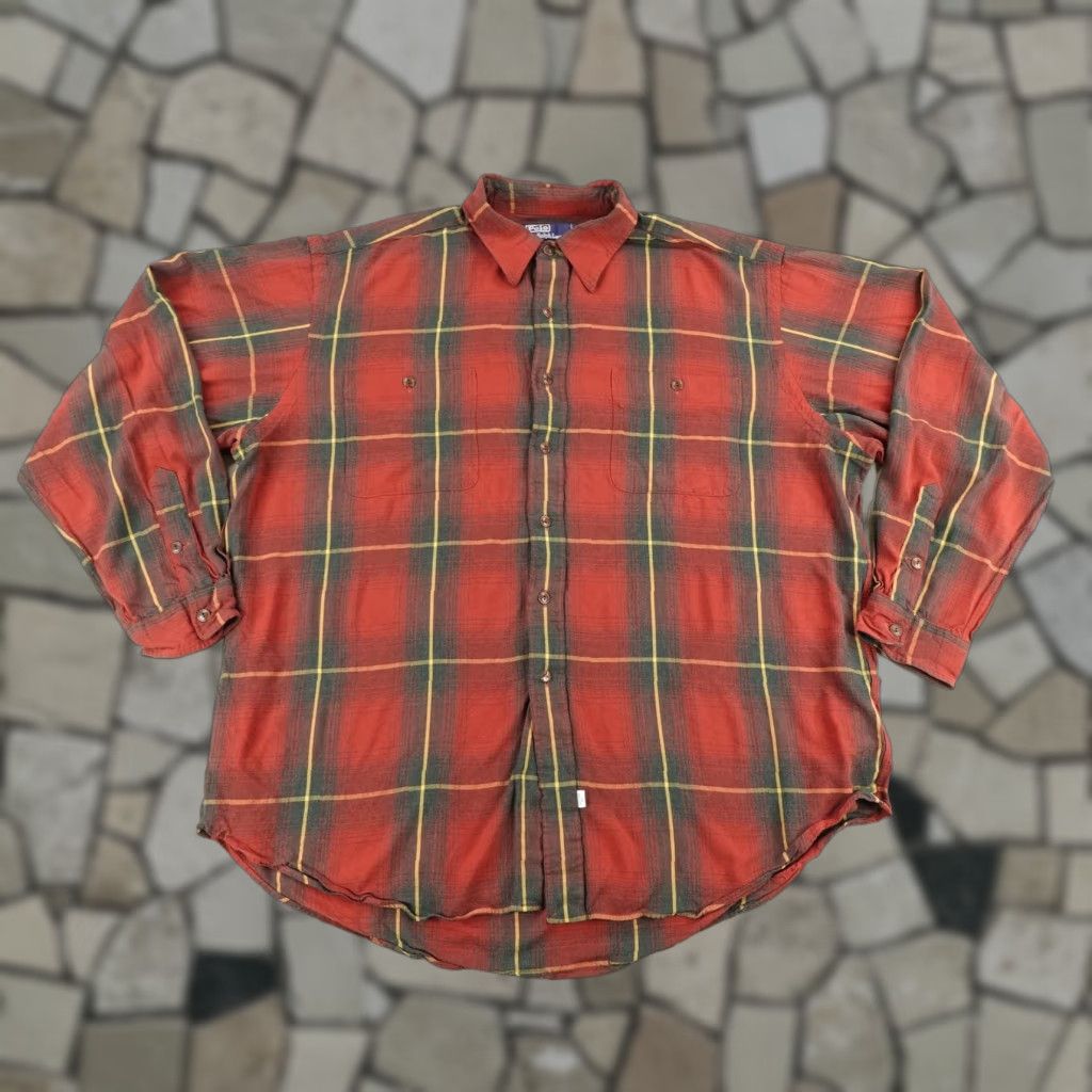 Polo Ralph Lauren VINTAGE Polo Ralph Lauren Shirt Mens 2XL Long Sleeve Casual Button-Up Plaid Rayon 90s Size US XXL / EU 58 / 5 - 1 Thumbnail