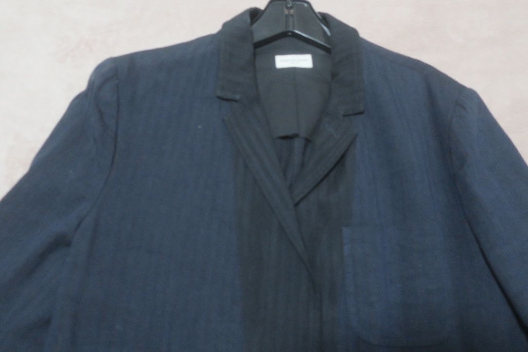 Dries Van Noten Dries Van Noten Blue/Black Blocked Linen Blend Blazer Size 52R - 3 Thumbnail