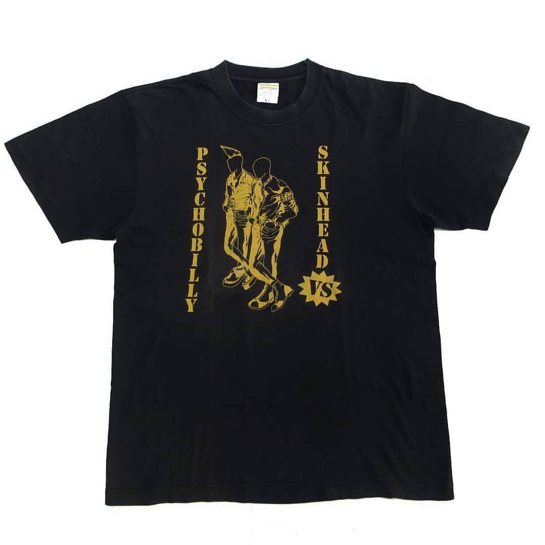 Band Tees × Vintage SKINHEAD VS PSYCHOBILLY Bronze fist Record t shirt tee black Size US M / EU 48-50 / 2 - 1 Thumbnail