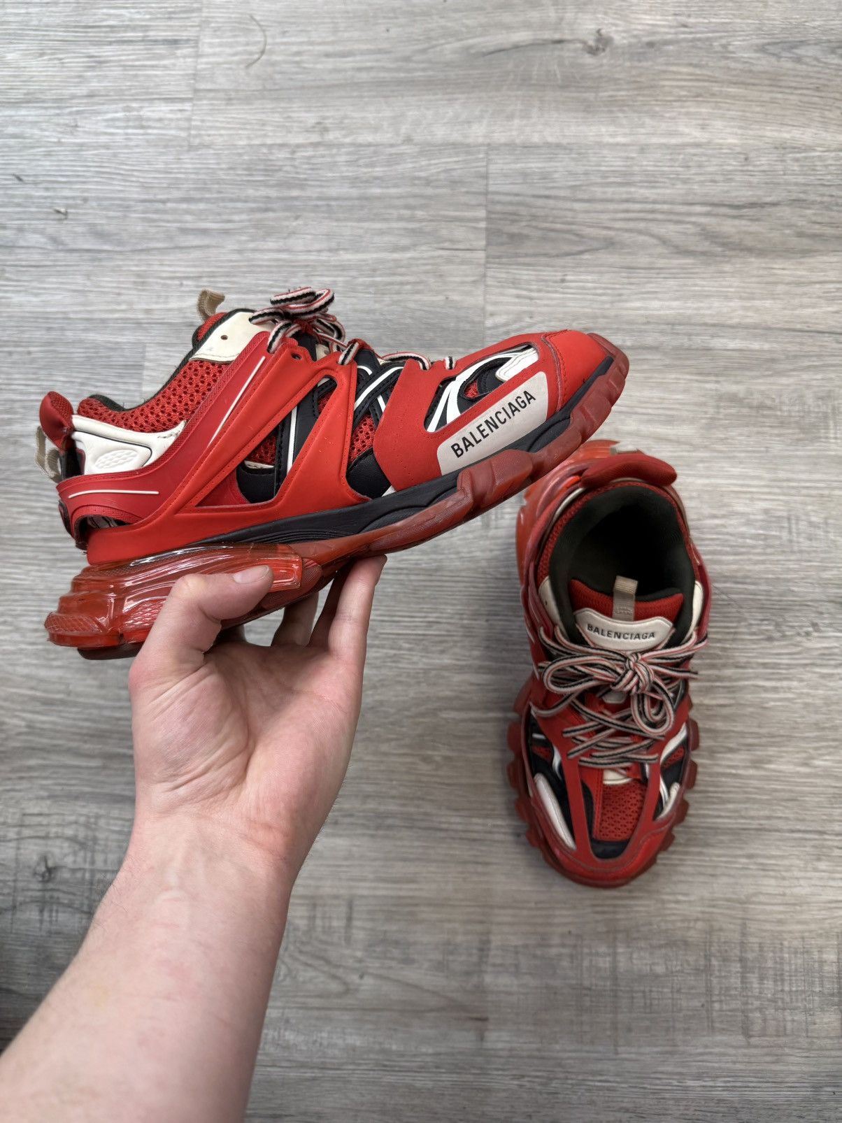 Balenciaga Balenciaga Track Runner Clear Sole - Red Size US 8 / EU 41 - 1 Thumbnail