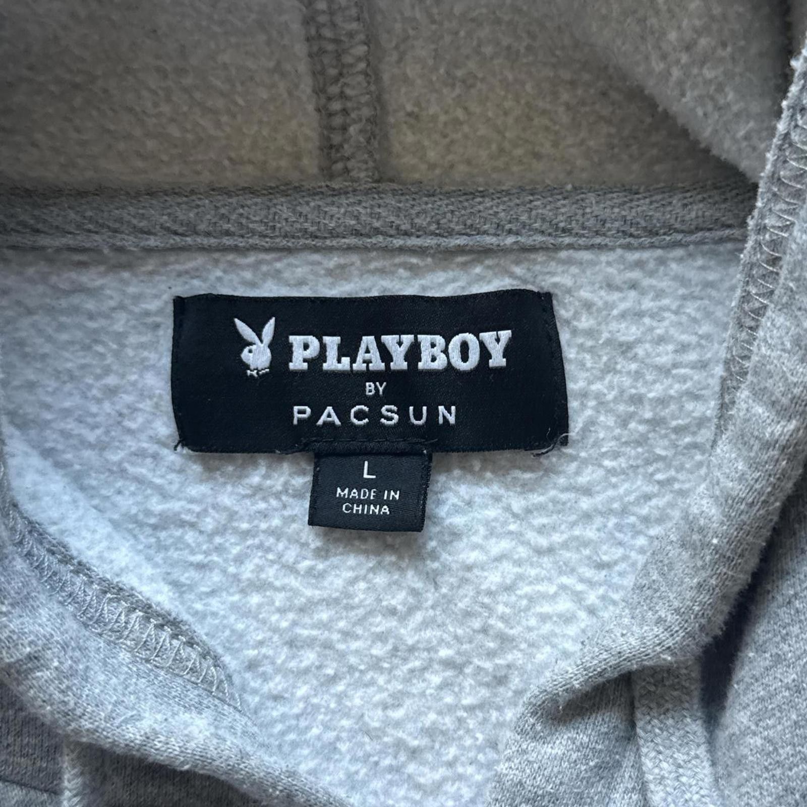 Playboy Playboy Grey Hoodie With Logo Stripes On The Sleeves Size US L / EU 52-54 / 3 - 7 Thumbnail