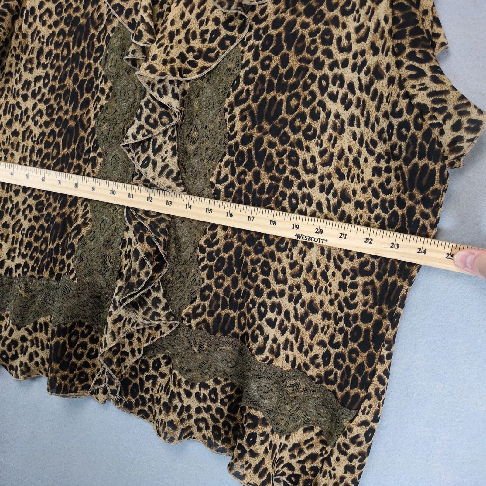 Other Signature Robbie Bee Leopard Print & Lace Chiffon Blouse Top Size XXL / US 16-18 / IT 52-54 - 6 Thumbnail