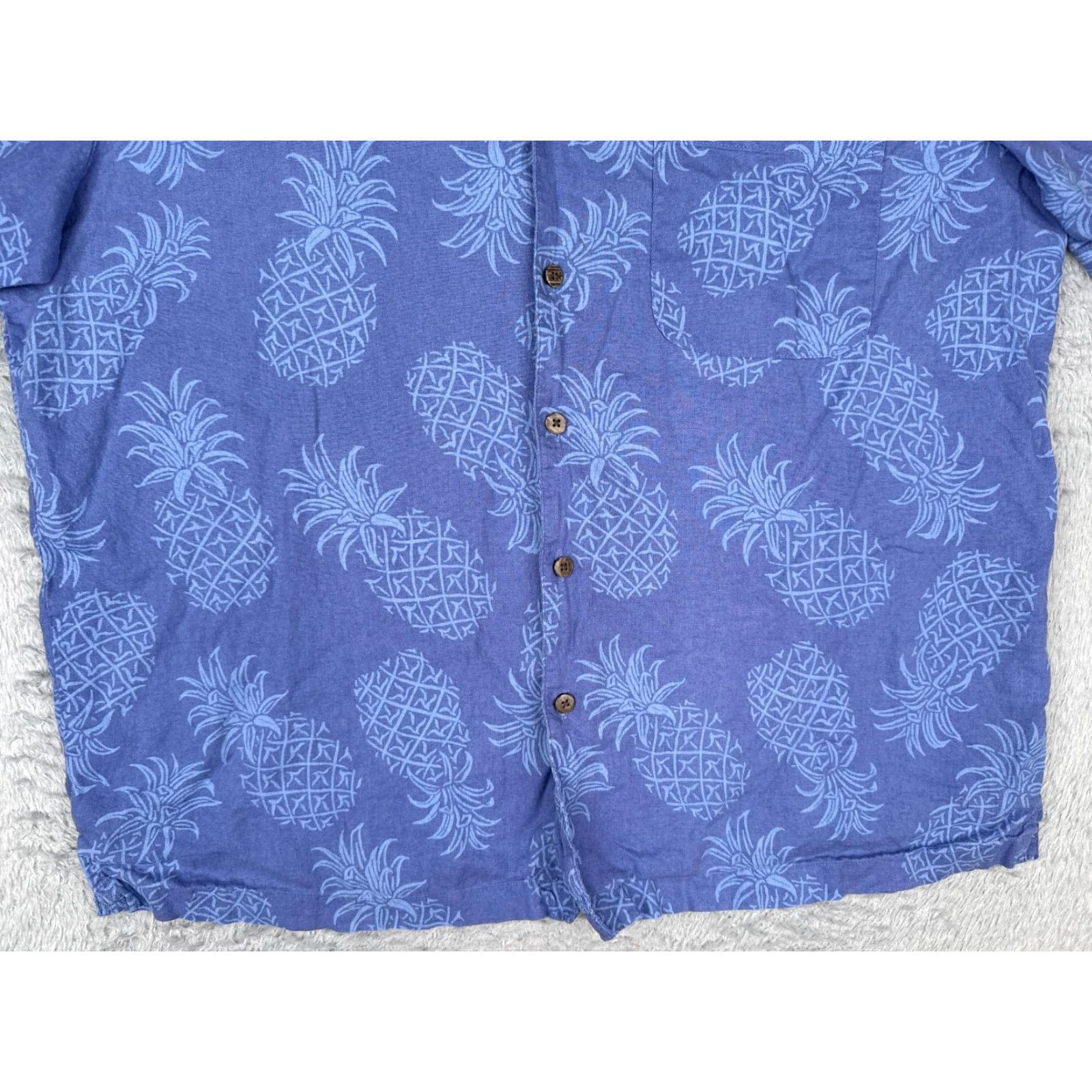 George George Shirt Adult XL Blue Pineapple Floral Button Hawaiian Rayon READ Size US XL / EU 56 / 4 - 5 Thumbnail