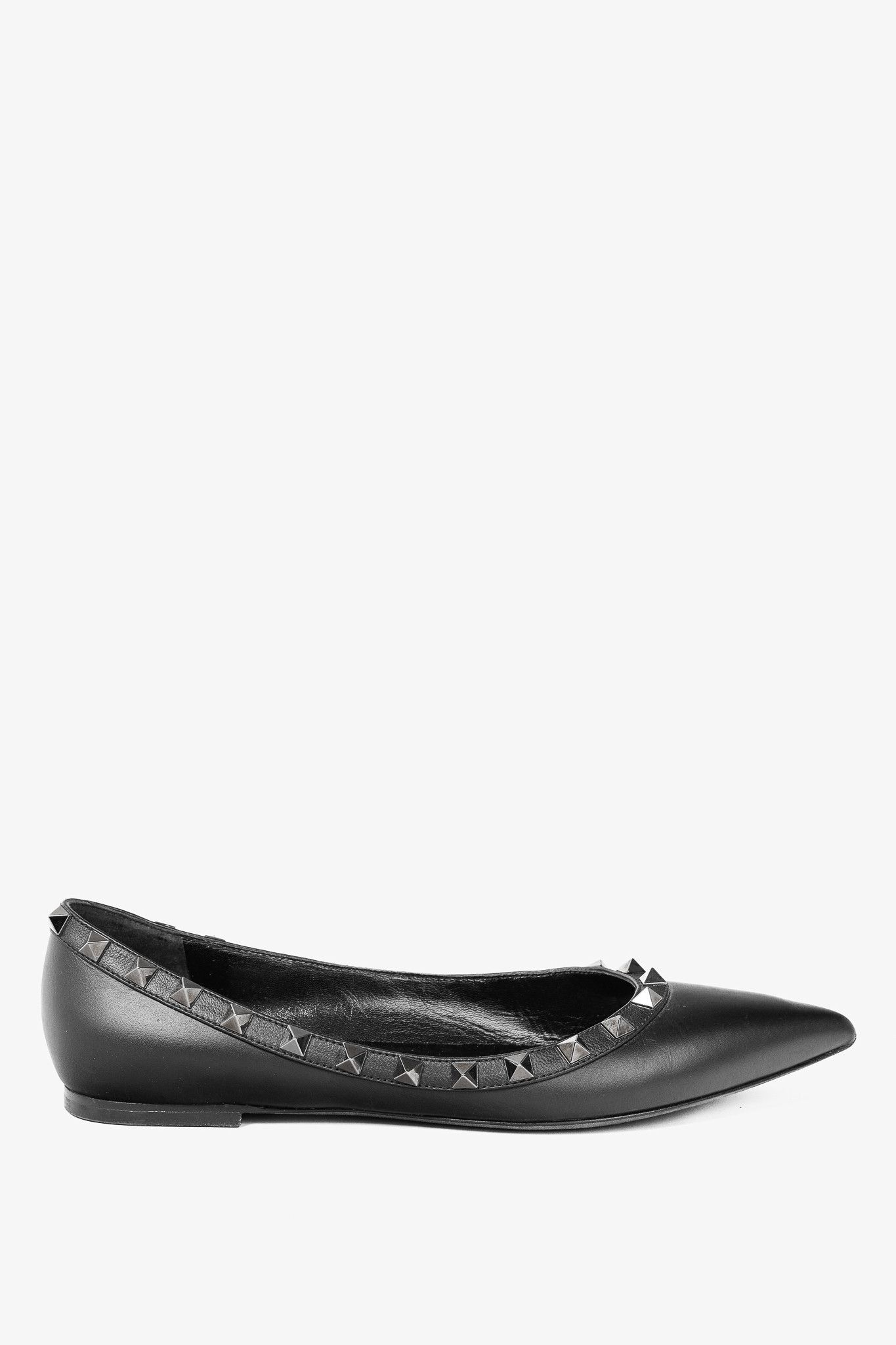 Valentino Valentino Garavani Nero Rockstud Noir Leather Flats Size US 6.5 / IT 36.5 - 1 Thumbnail