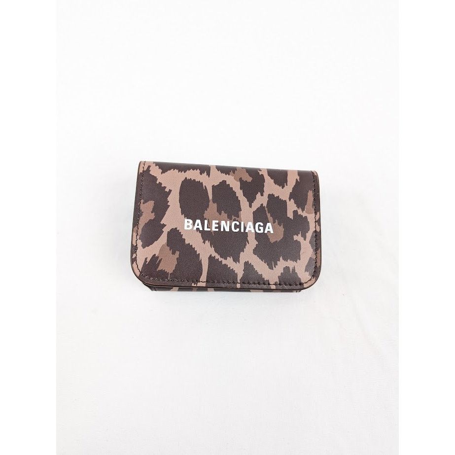 Balenciaga o1rshd1 Size:OS /Calfskin Logo Print Tri-Fold Wallet Leopard Size ONE SIZE - 2 Thumbnail