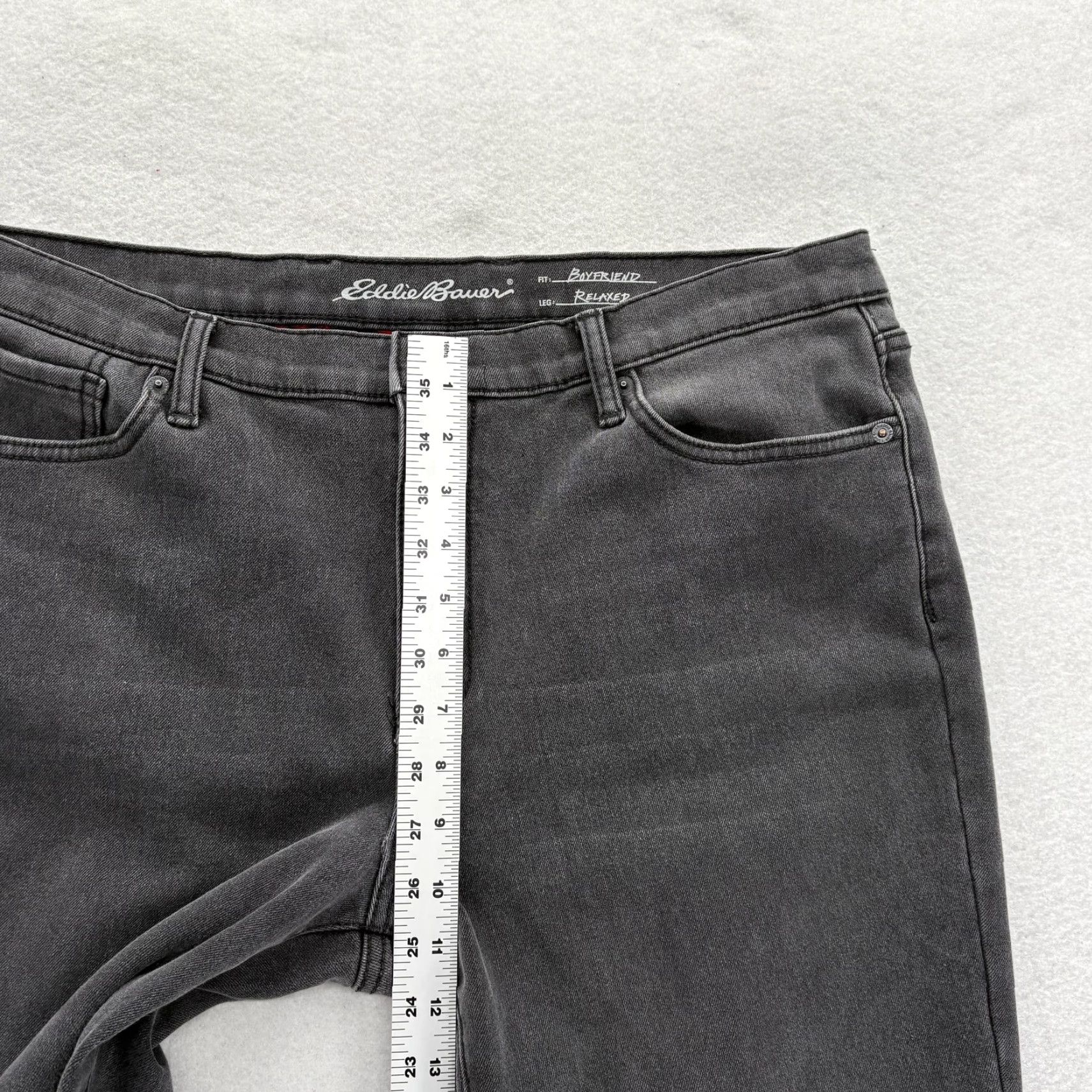 Eddie Bauer Eddie Bauer Jeans Womens 14 Gray Charcoal Wash Boyfriend Relaxed Lined Insulated Denim 5-Pocket Pockets Zip Rise High Womens Size 36" / US 14 / IT 50 - 7 Thumbnail